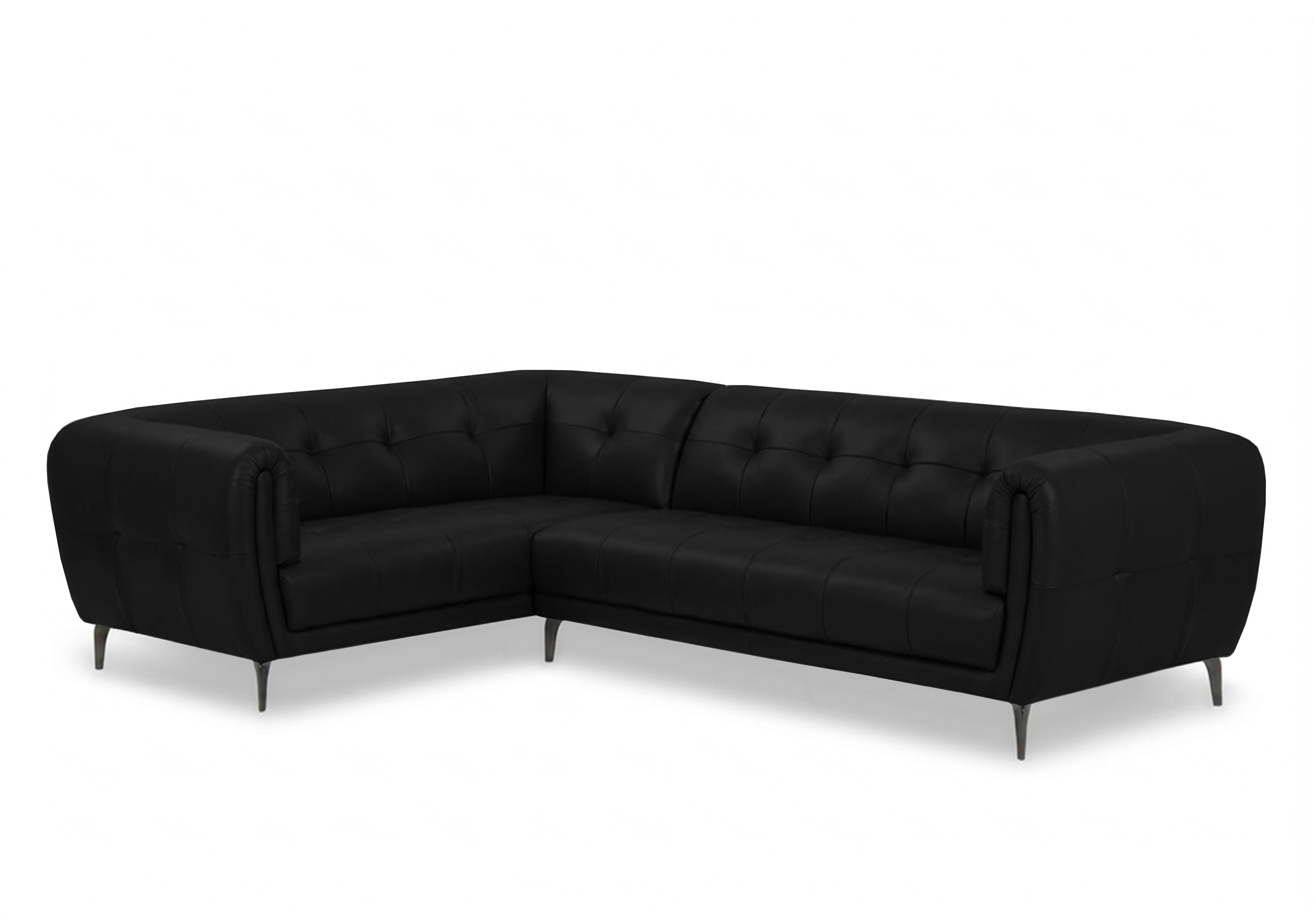 Sienna Leather Corner Sofa in Oslo Jet Black Cat-40/23 on Furniture Village