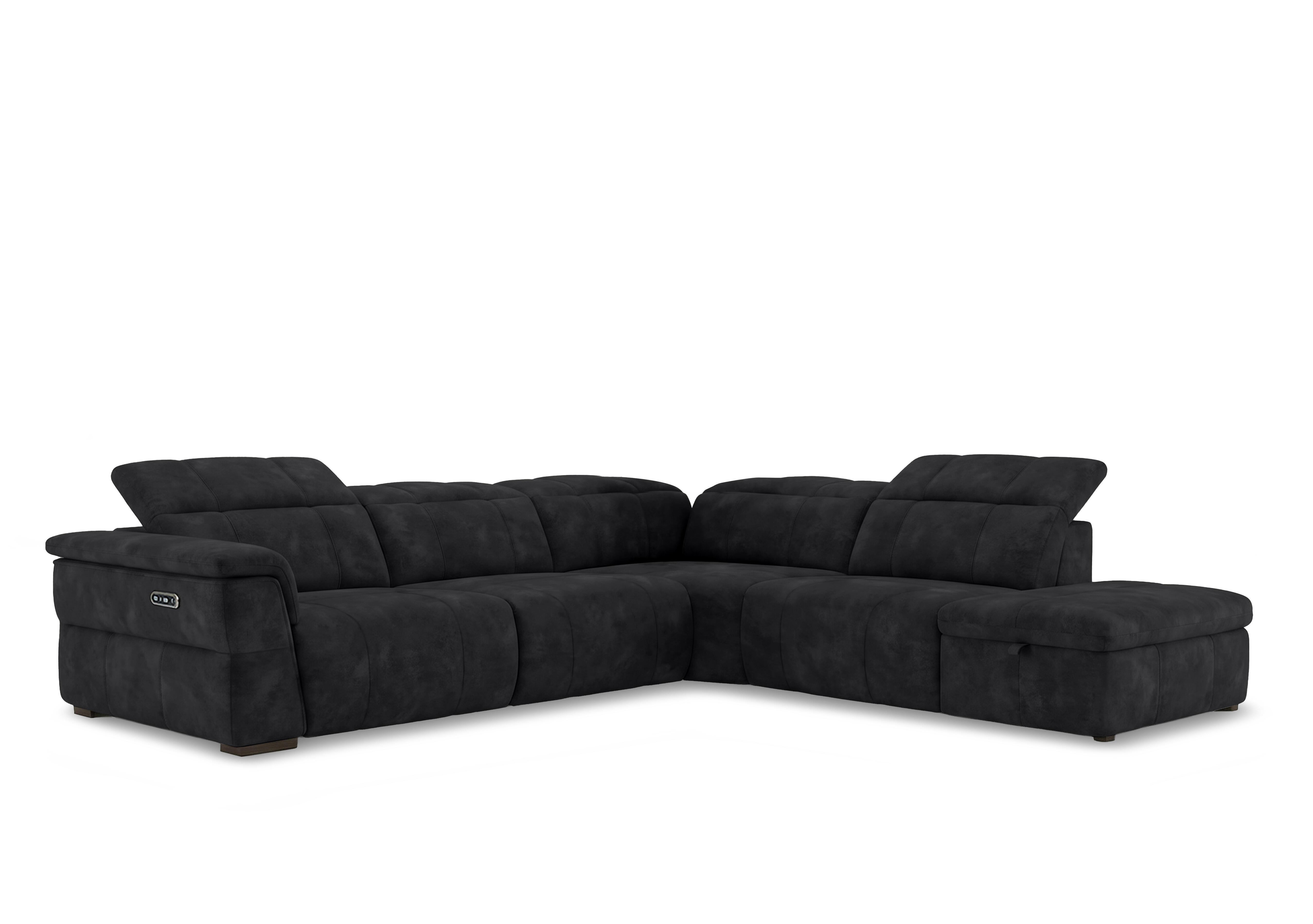 Inca Fabric Power Recliner Corner Sofa with Power Headrests and Storage Chaise End in 58007 Manhattan Mushroom on Furniture Village