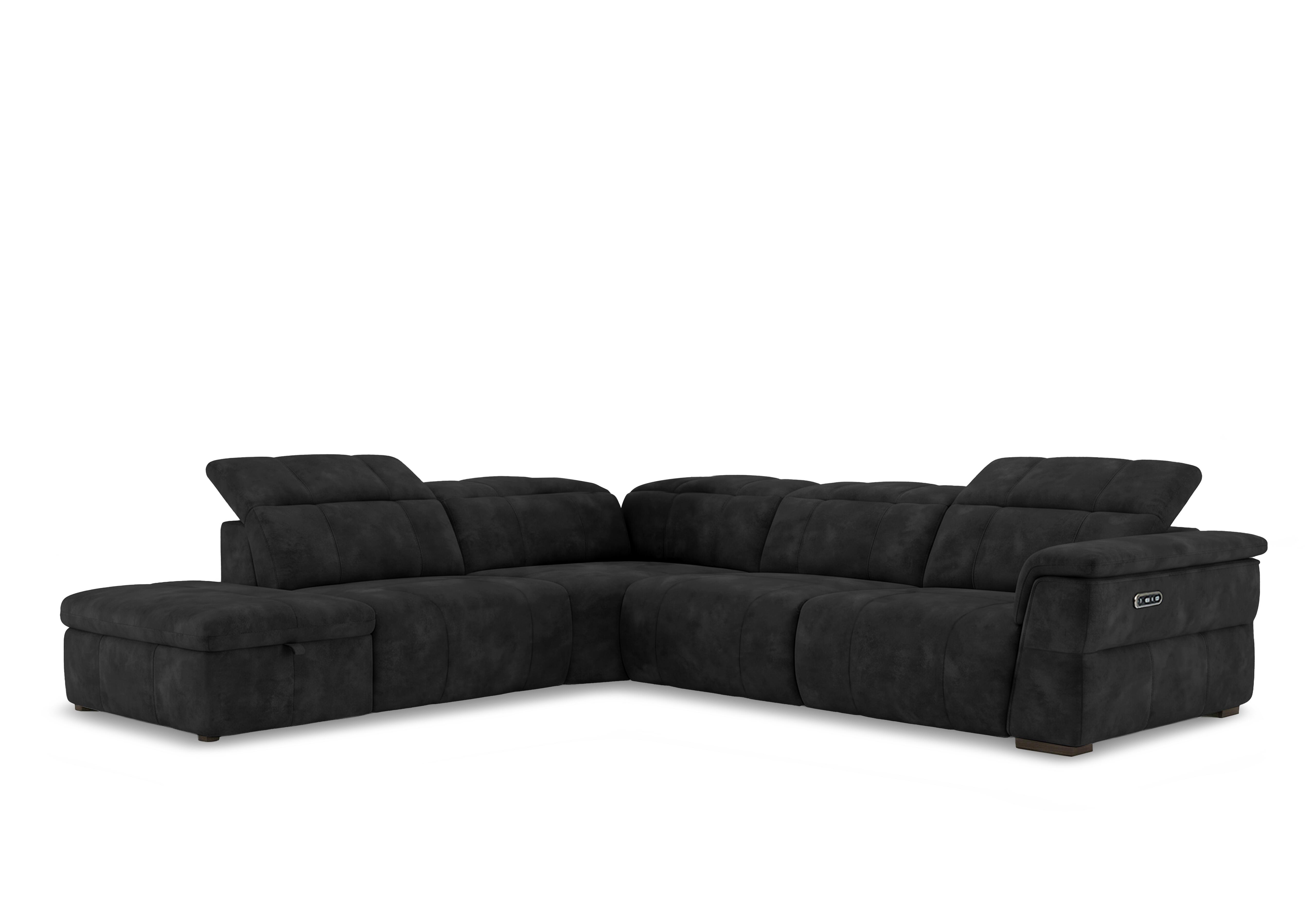 Inca Fabric Power Recliner Corner Sofa with Power Headrests and Storage Chaise End in Manhattan Indigo 58009 on Furniture Village