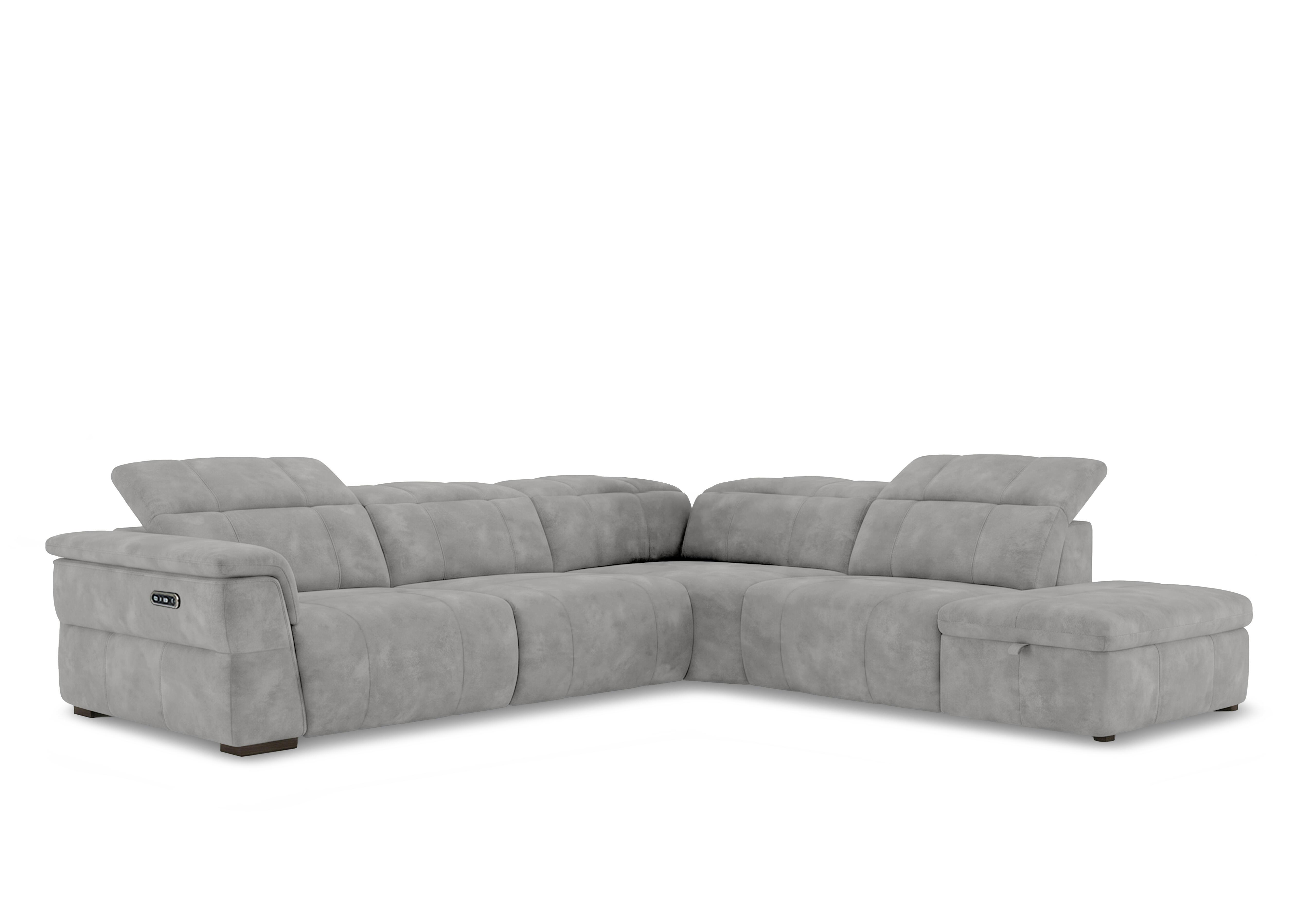 Inca Fabric Power Recliner Corner Sofa with Power Headrests and Storage Chaise End in Manhattan Stone 58004 on Furniture Village