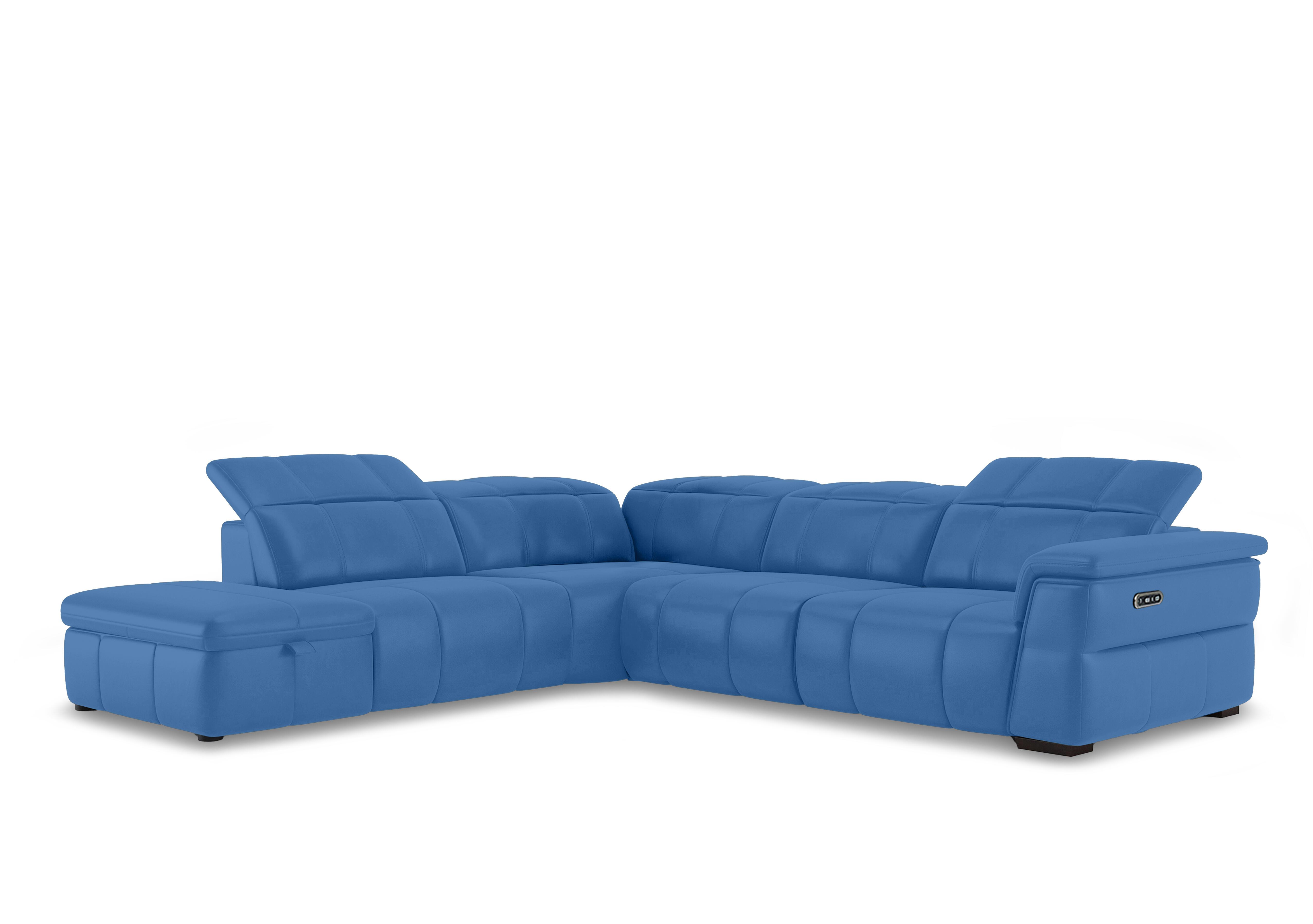 Inca Leather Power Recliner Corner Sofa with Power Headrests and Storage Chaise End in Cat-40/12 Aegean on Furniture Village