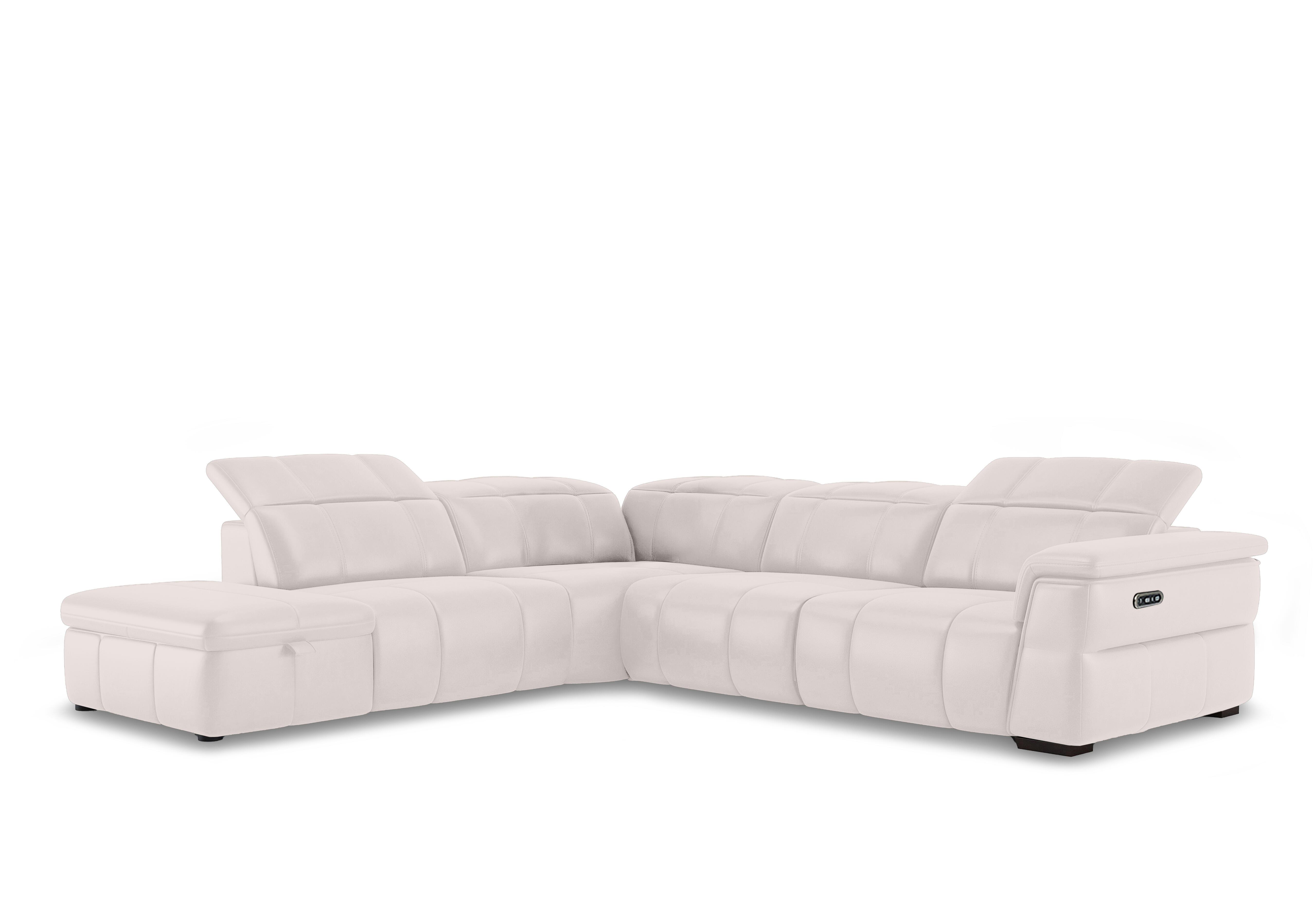 Inca Leather Power Recliner Corner Sofa with Power Headrests and Storage Chaise End in Cat-40/13 Cotton on Furniture Village