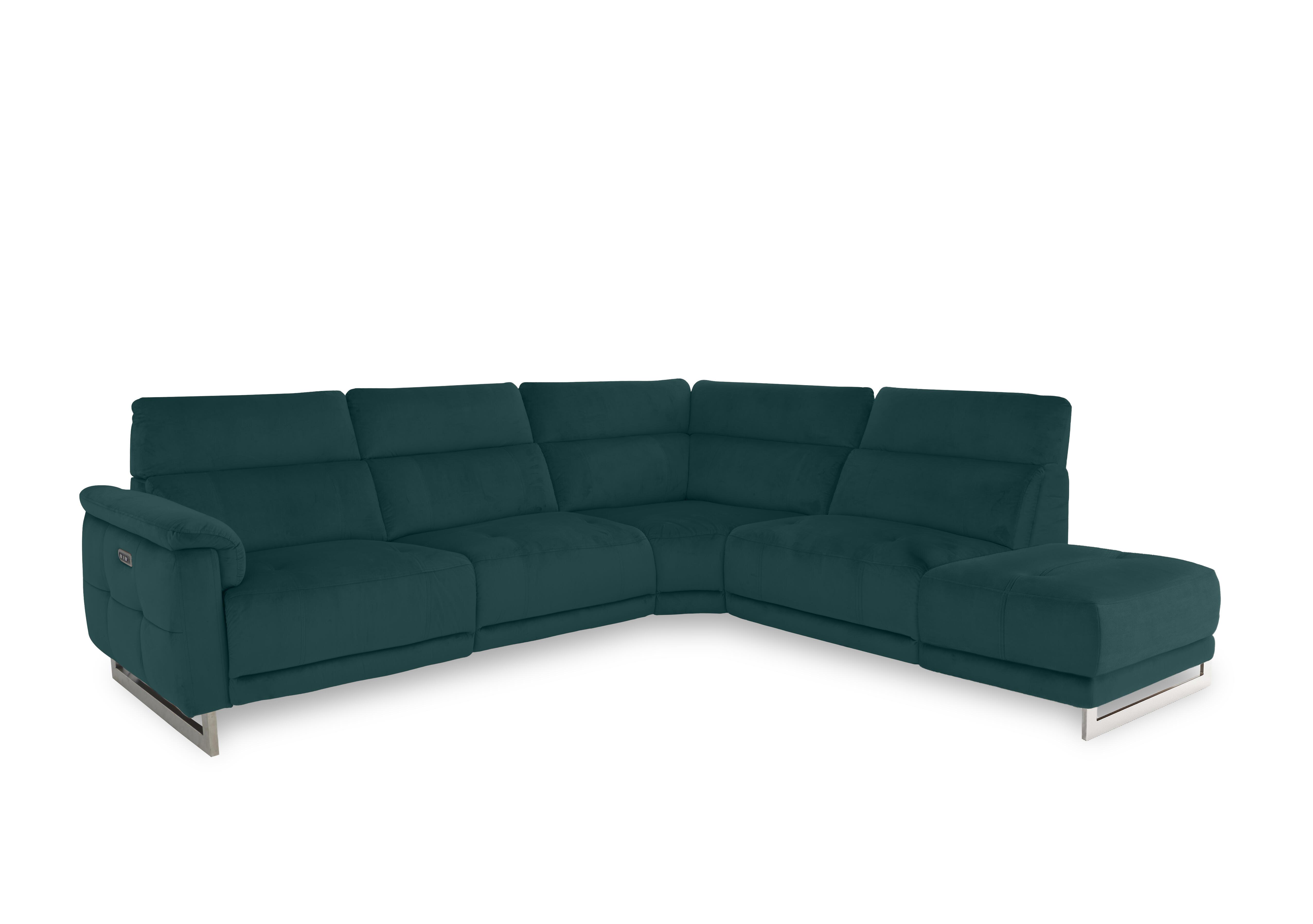 Moet Fabric Power Recliner Chaise End Corner Sofa with Telescopic Headrests in 51003 Opulence Teal on Furniture Village