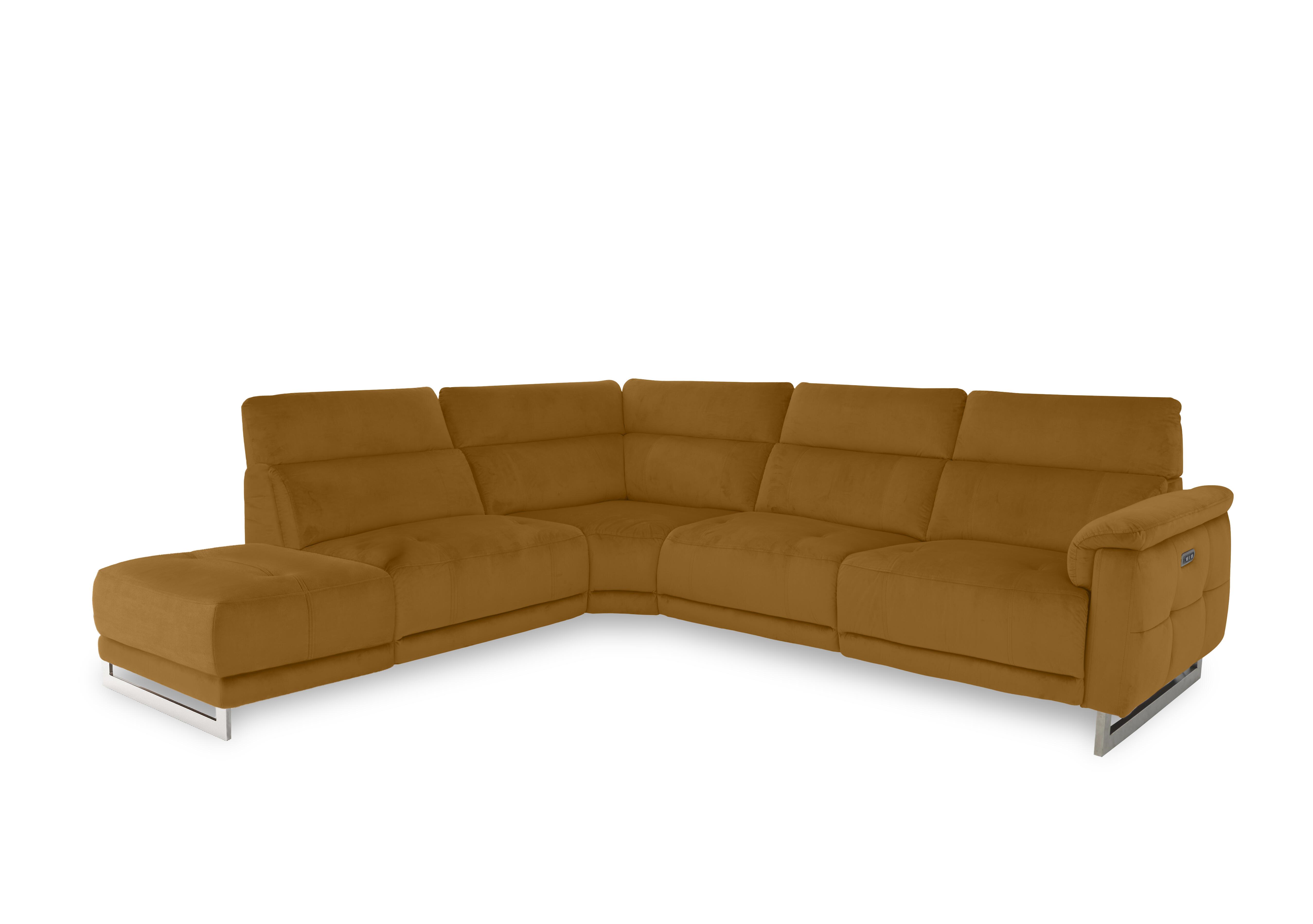 Moet Fabric Power Recliner Chaise End Corner Sofa with Telescopic Headrests in 51009 Opulence Saffron on Furniture Village