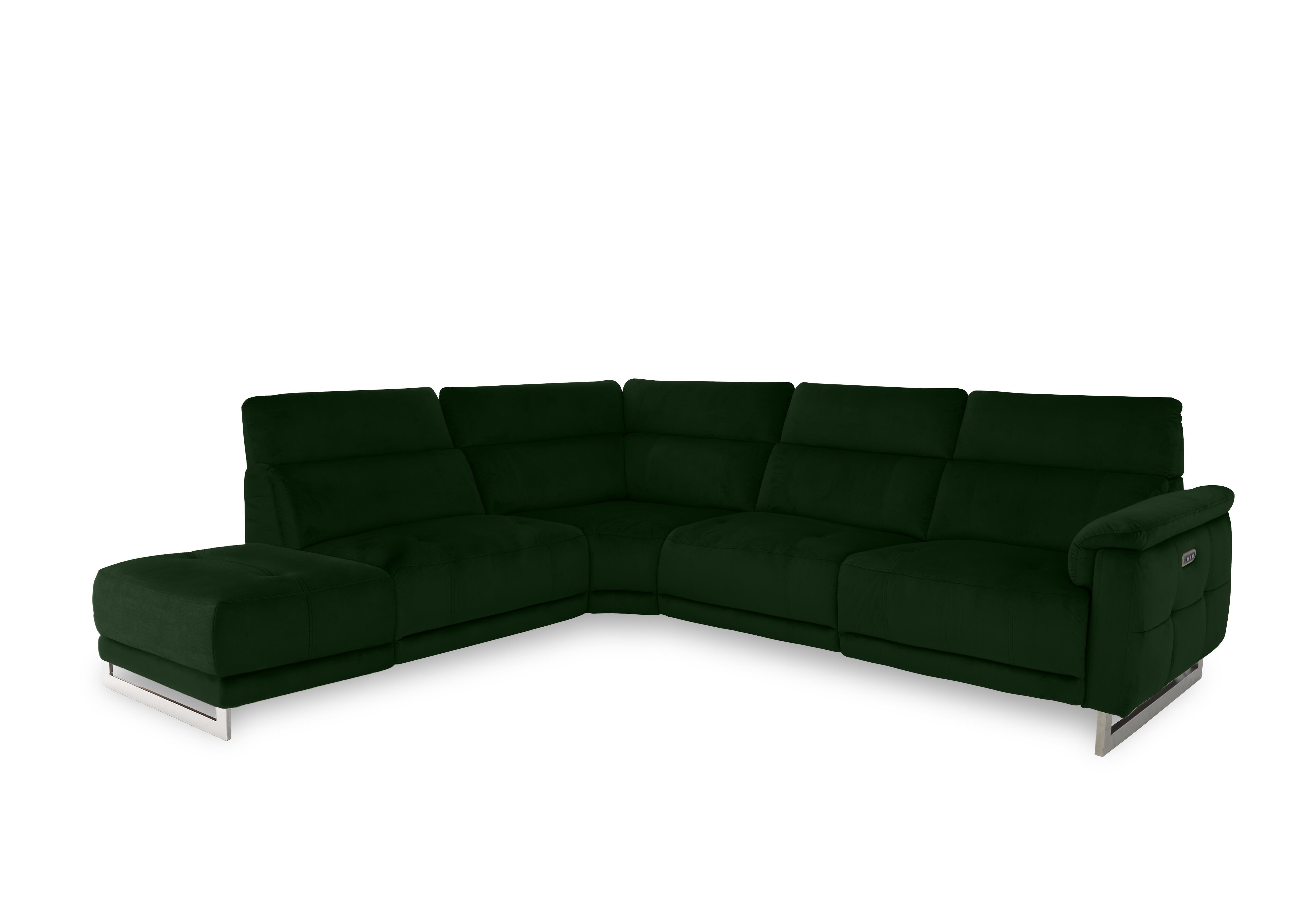 Moet Fabric Power Recliner Chaise End Corner Sofa with Telescopic Headrests in 51011 Opulence Bottle Green on Furniture Village