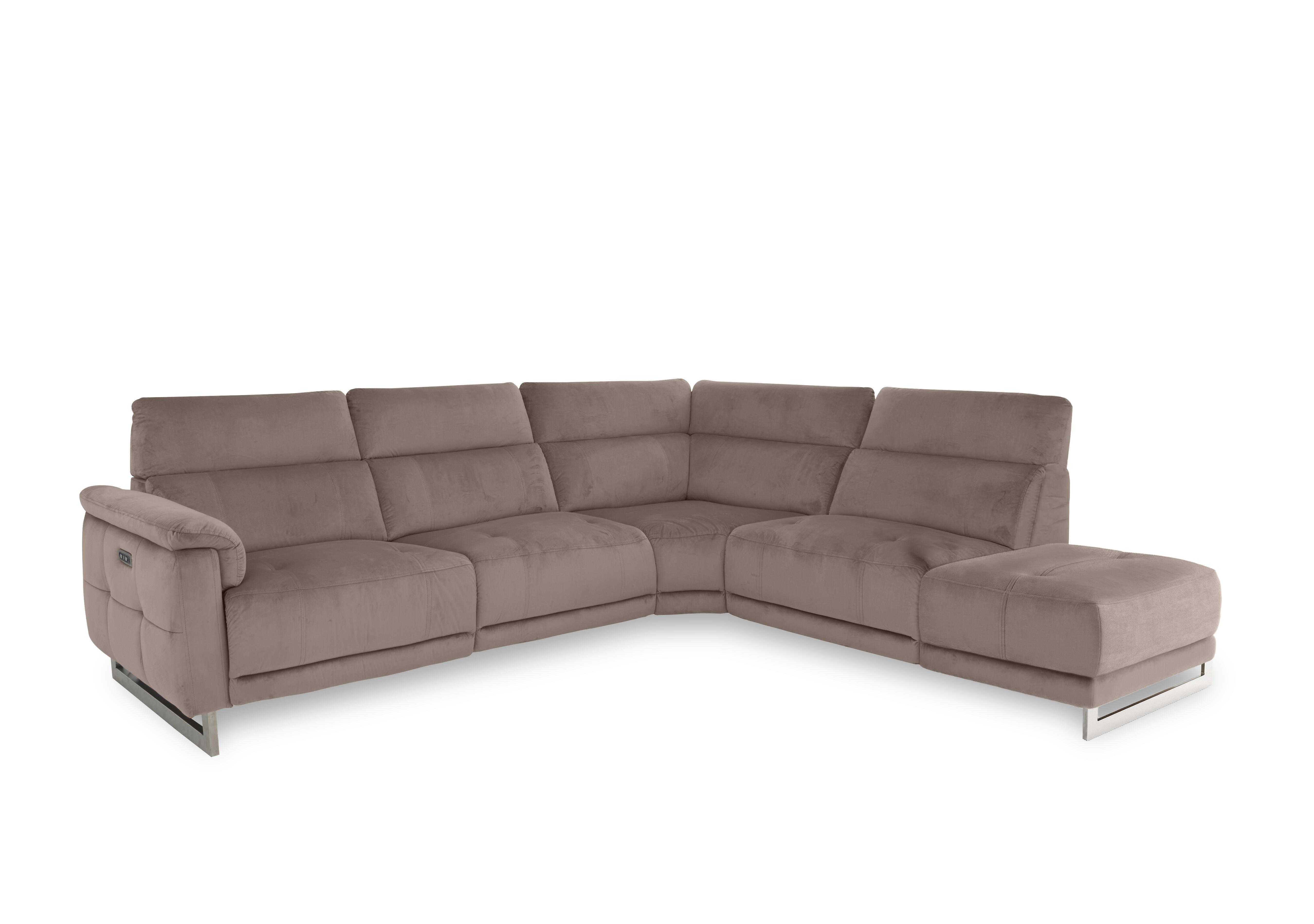 Moet Fabric Power Recliner Chaise End Corner Sofa with Telescopic Headrests in 51014 Opulence Cedar on Furniture Village