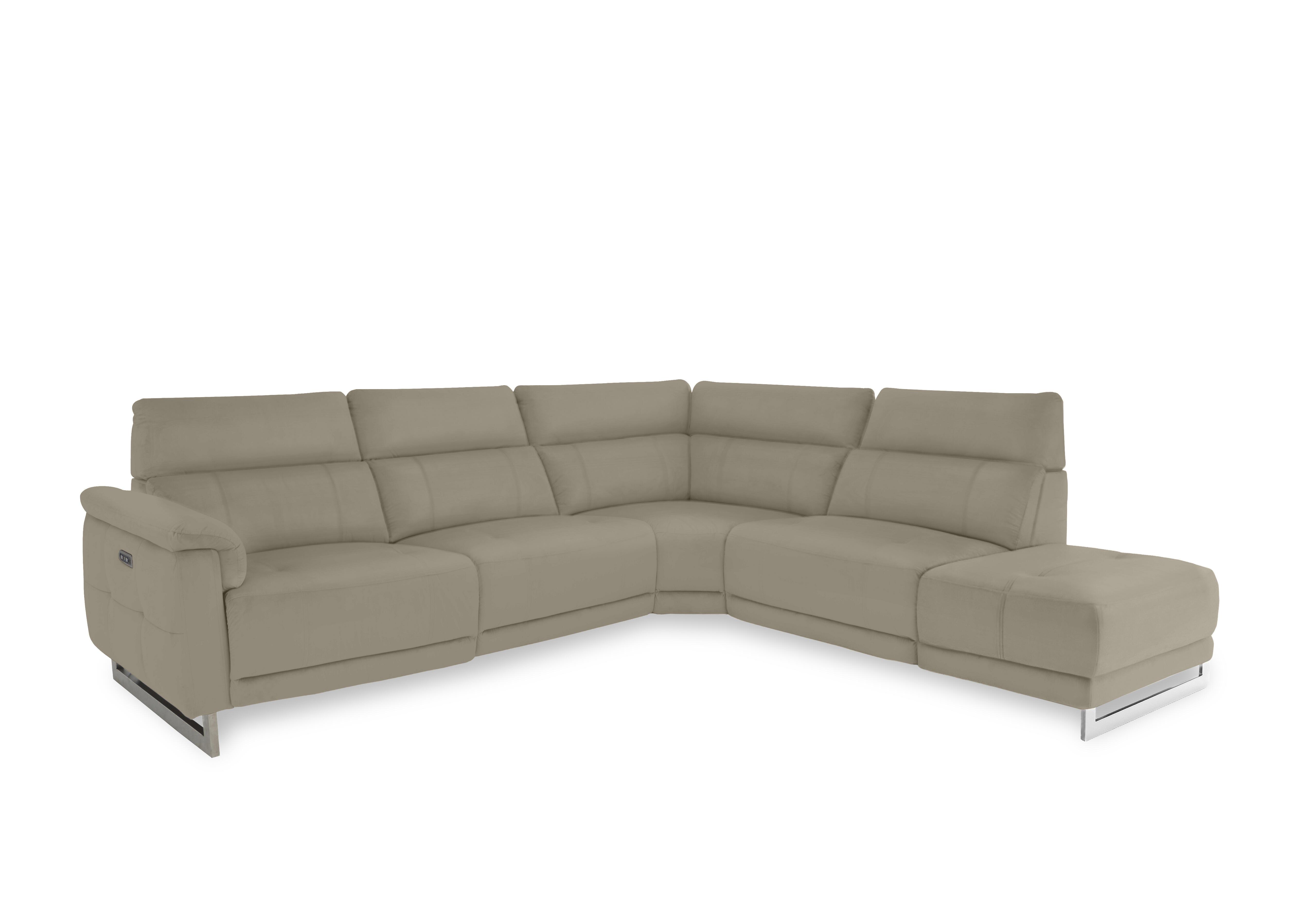 Moet Leather Power Recliner Chaise End Corner Sofa with Telescopic Headrests in Cat-40/08 Oyster on Furniture Village