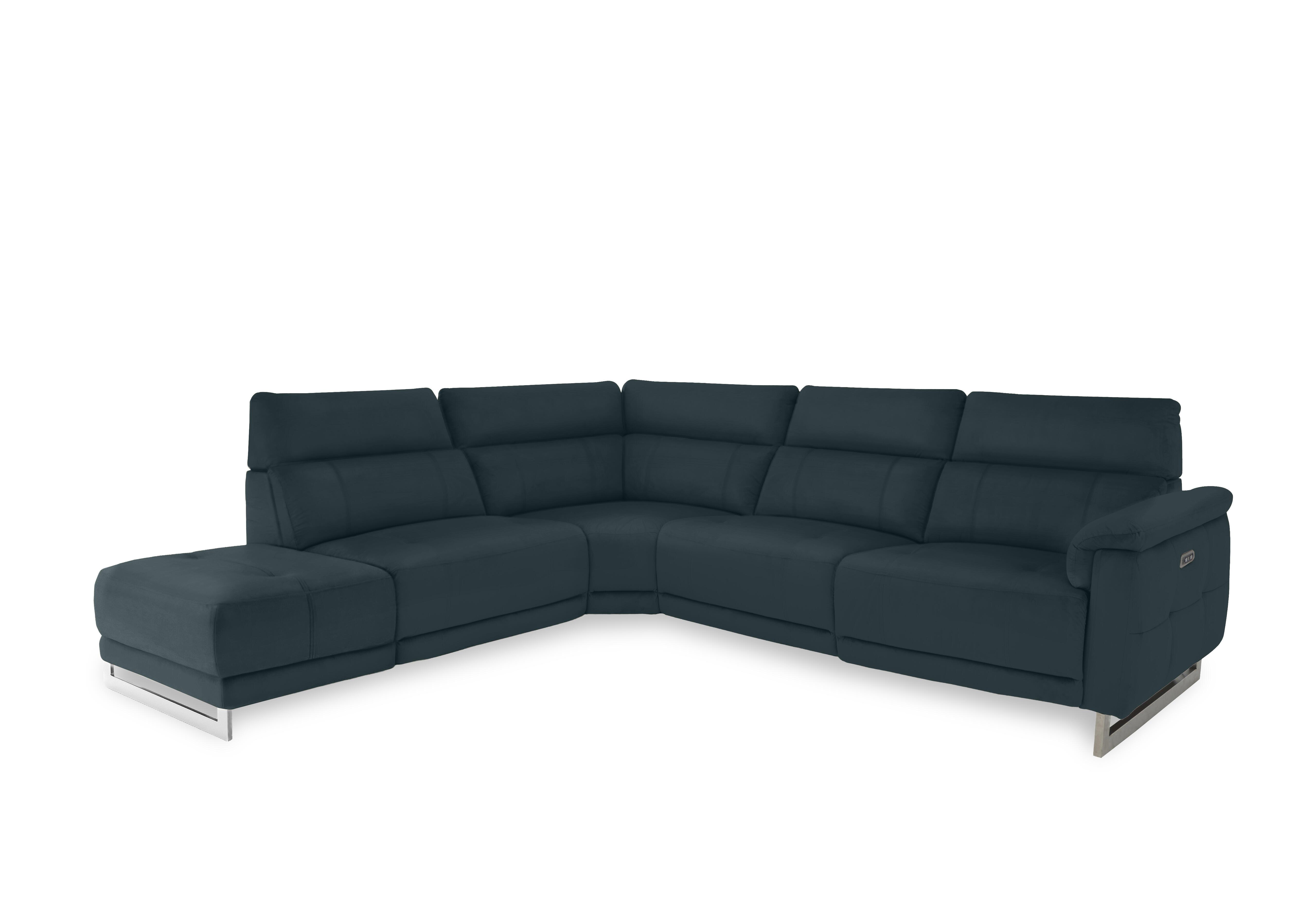 Moet Leather Power Recliner Chaise End Corner Sofa with Telescopic Headrests in Cat-40/09 Peacock on Furniture Village