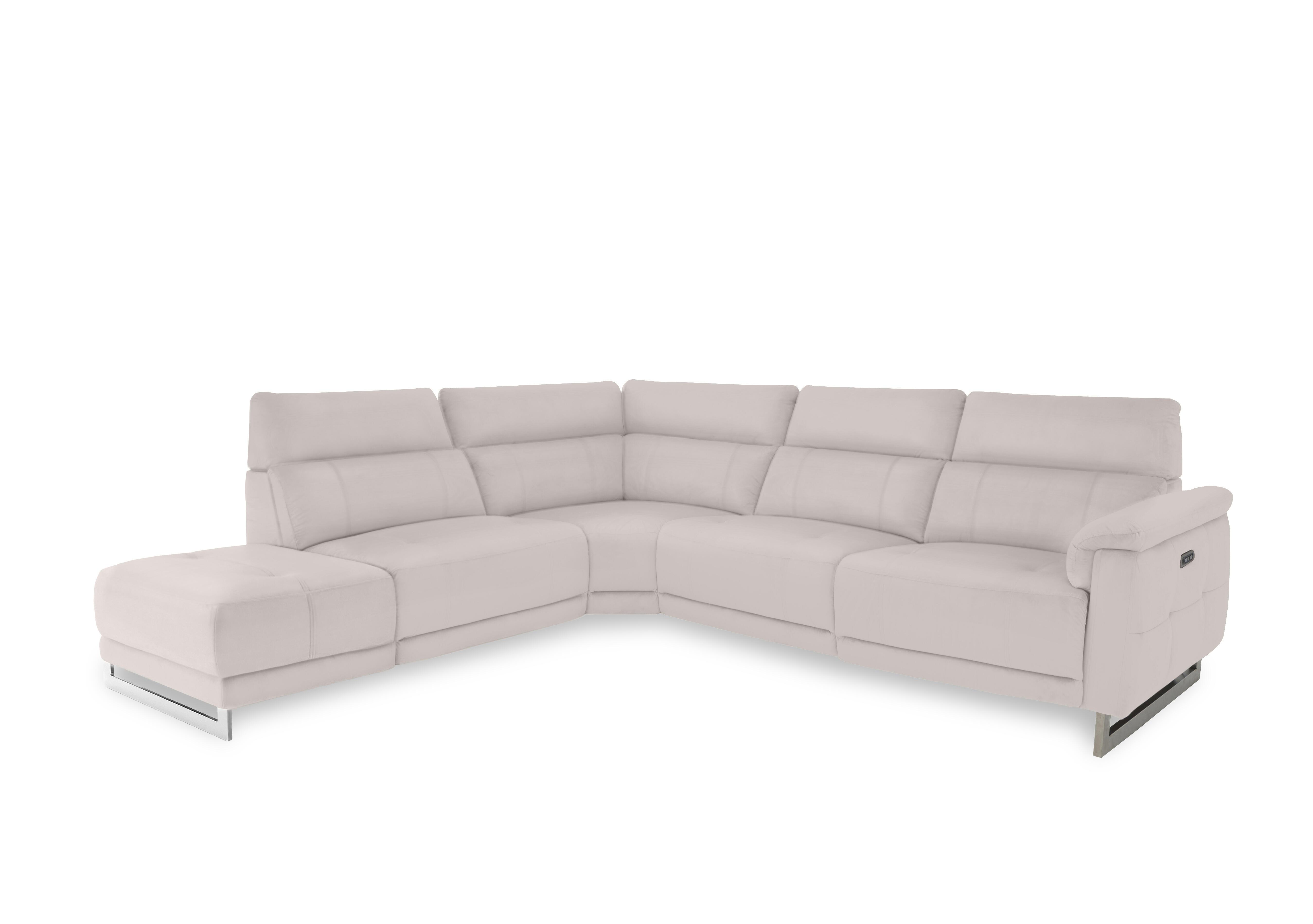 Moet Leather Power Recliner Chaise End Corner Sofa with Telescopic Headrests in Cat-40/13 Cotton on Furniture Village