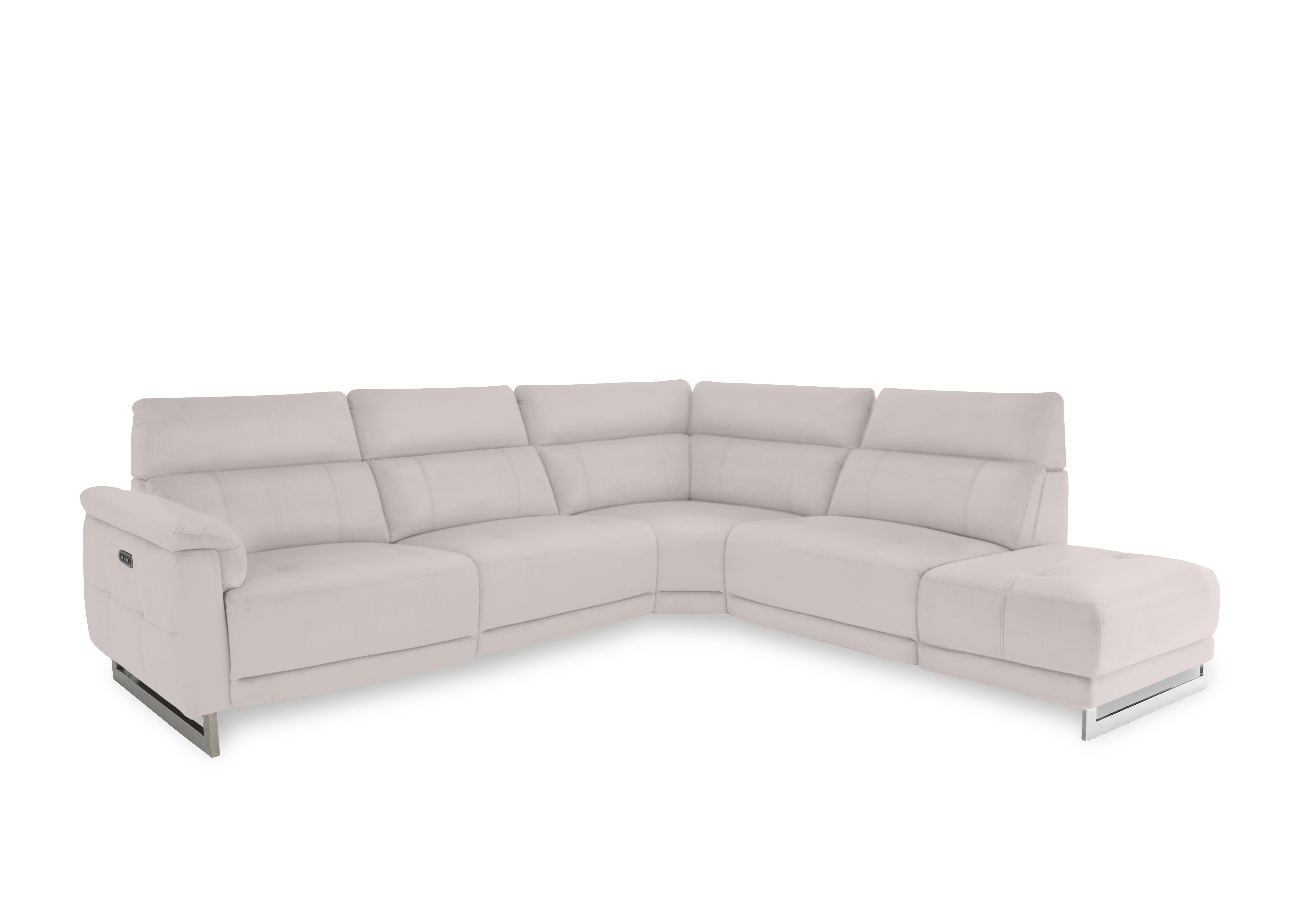 Moet Leather Power Recliner Chaise End Corner Sofa with Telescopic Headrests in Cat-40/13 Cotton on Furniture Village