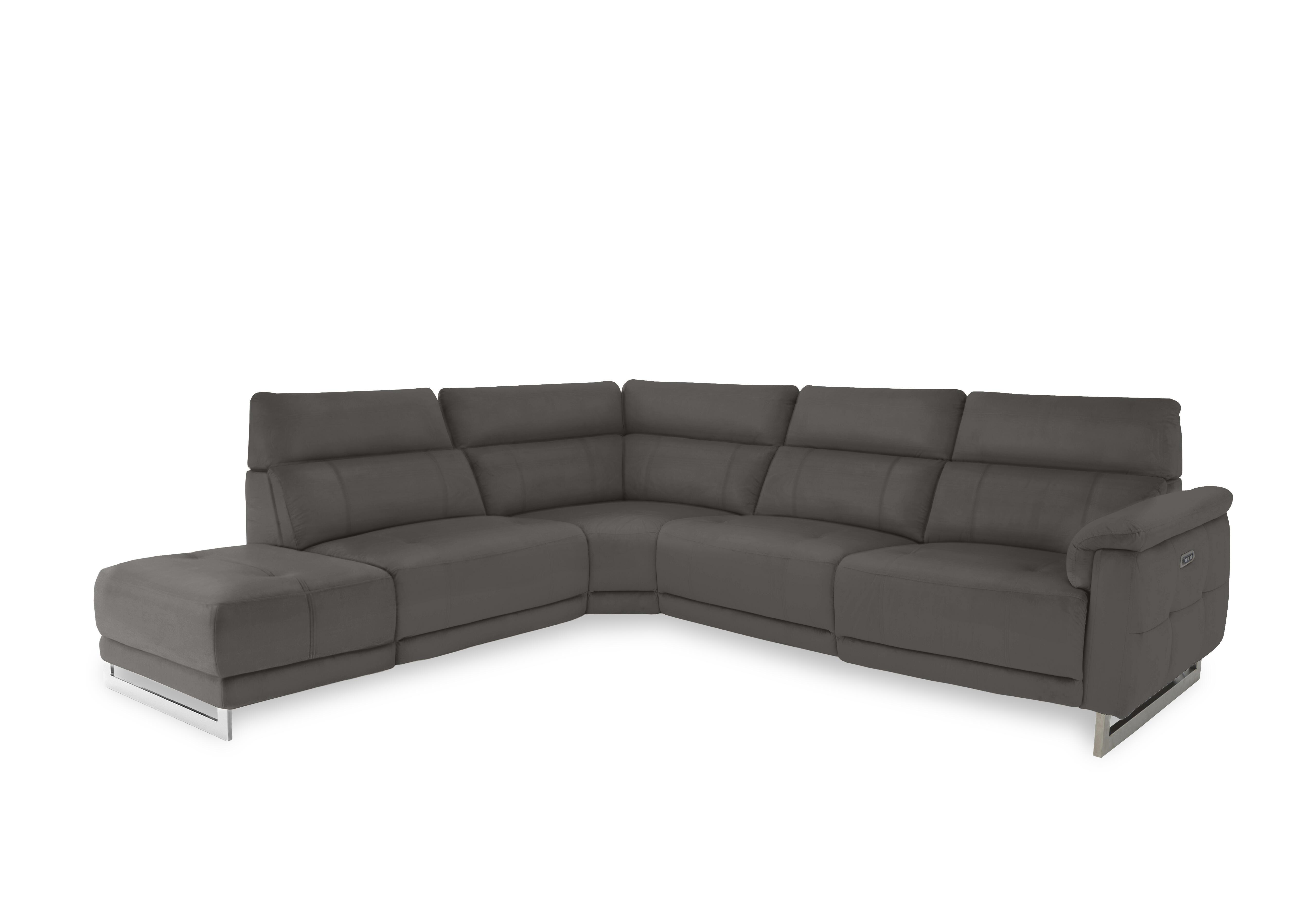 Moet Leather Power Recliner Chaise End Corner Sofa with Telescopic Headrests in Cat-40/15 Elephant on Furniture Village