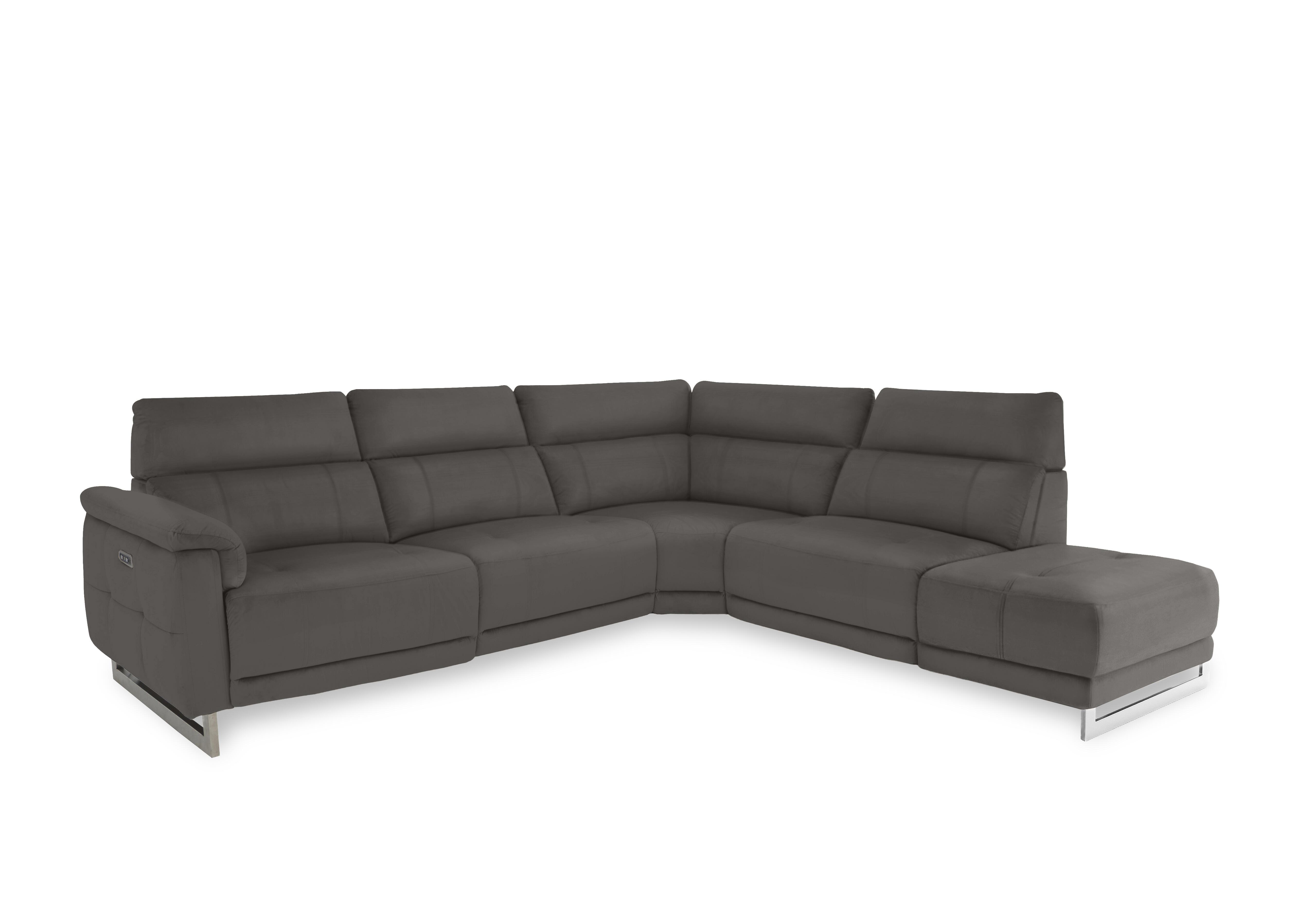 Moet Leather Power Recliner Chaise End Corner Sofa with Telescopic Headrests in Cat-40/15 Elephant on Furniture Village