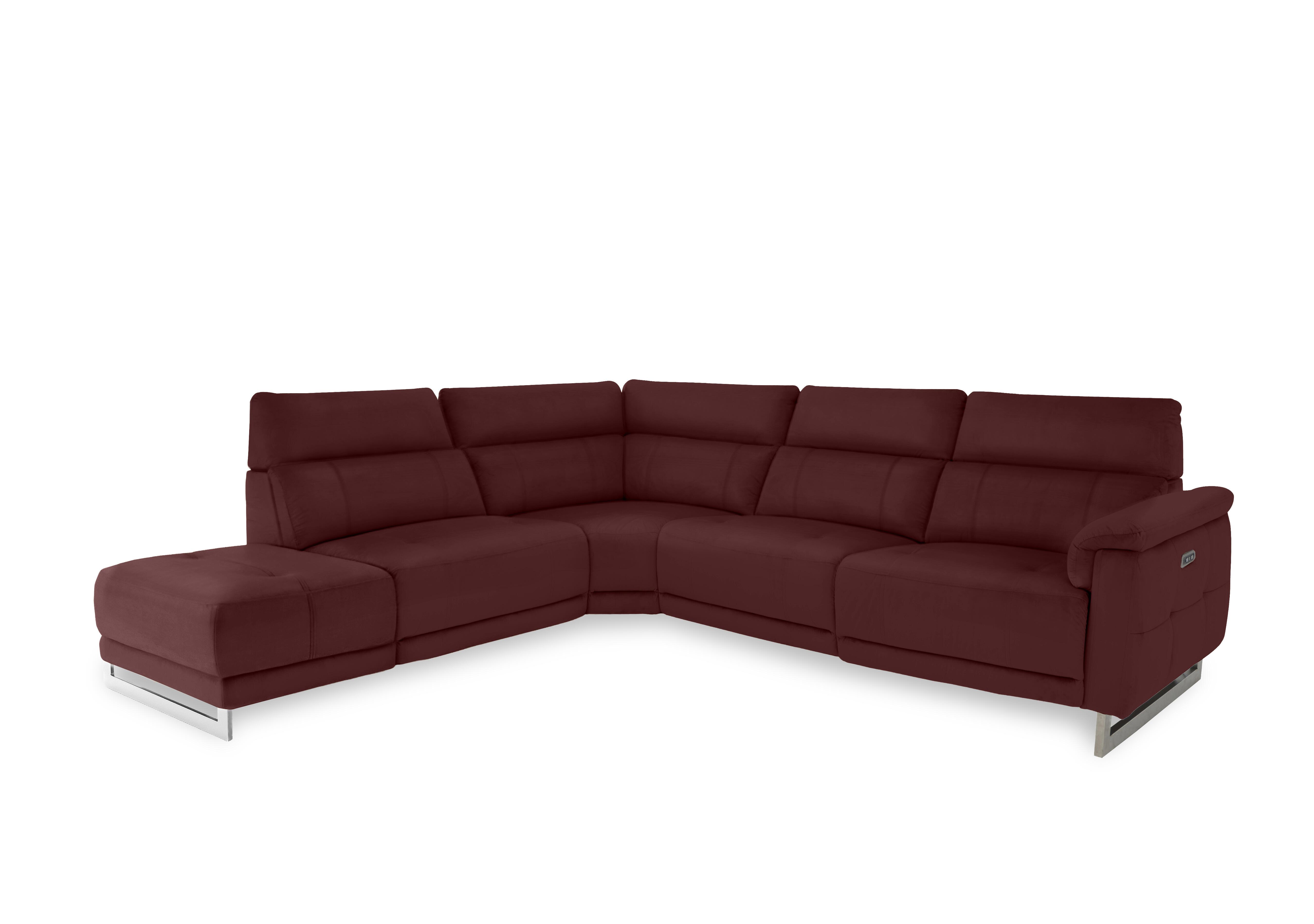 Moet Leather Power Recliner Chaise End Corner Sofa with Telescopic Headrests in Cat-60/15 Ruby on Furniture Village