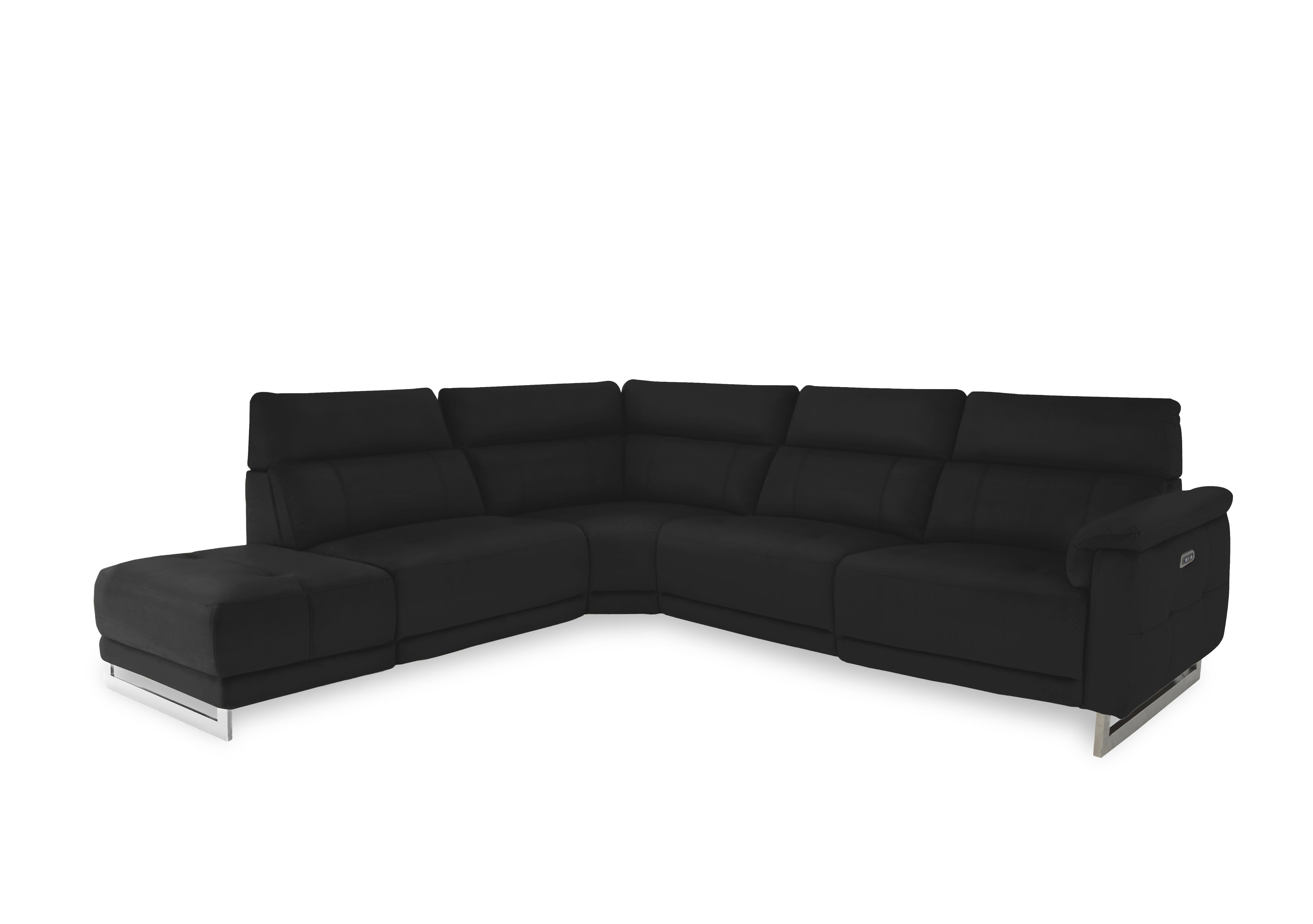 Moet Leather Power Recliner Chaise End Corner Sofa with Telescopic Headrests in Oslo Cat-40/23 Jet Black on Furniture Village