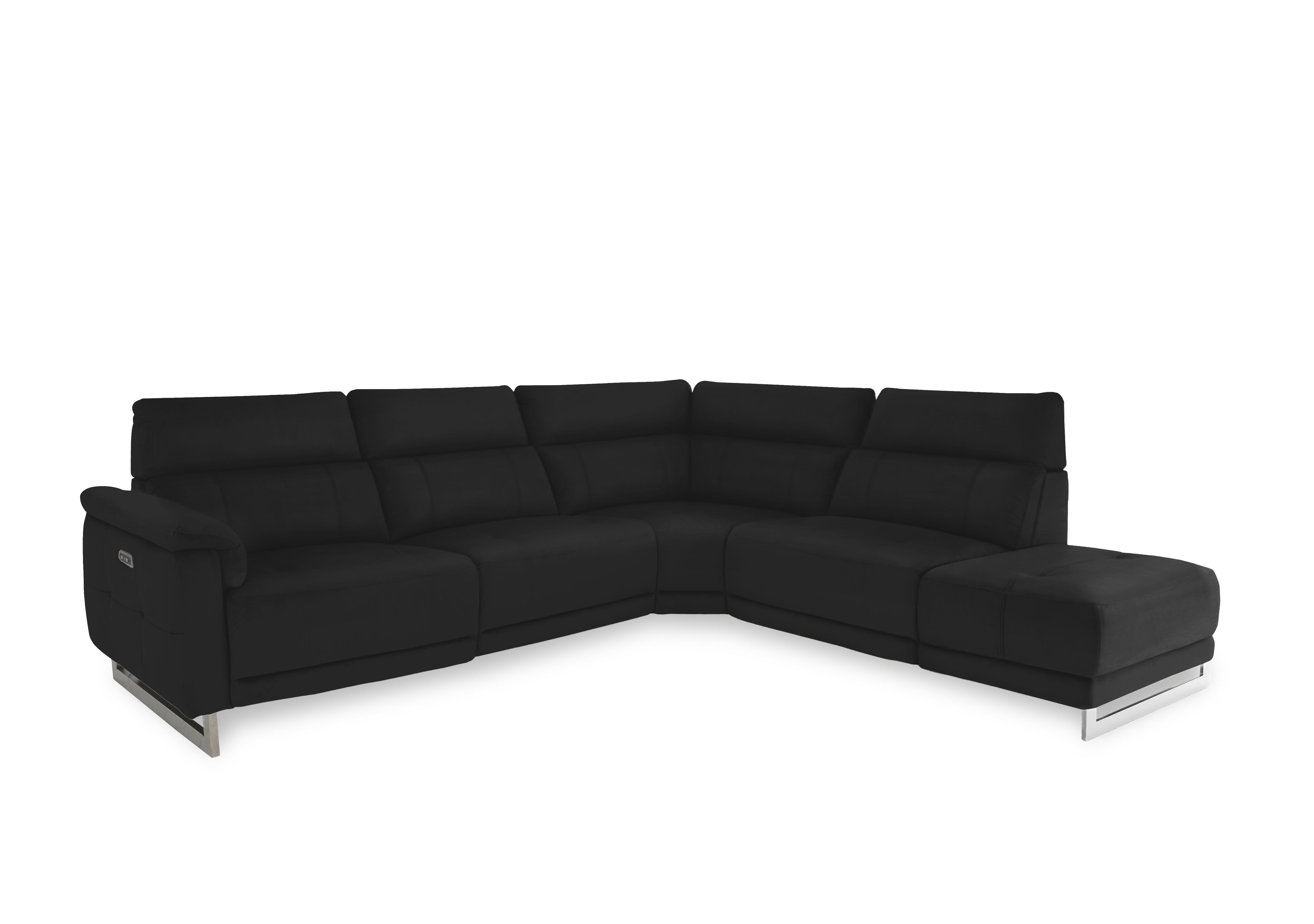 Moet Leather Power Recliner Chaise End Corner Sofa with Telescopic Headrests in Oslo Cat-40/23 Jet Black on Furniture Village