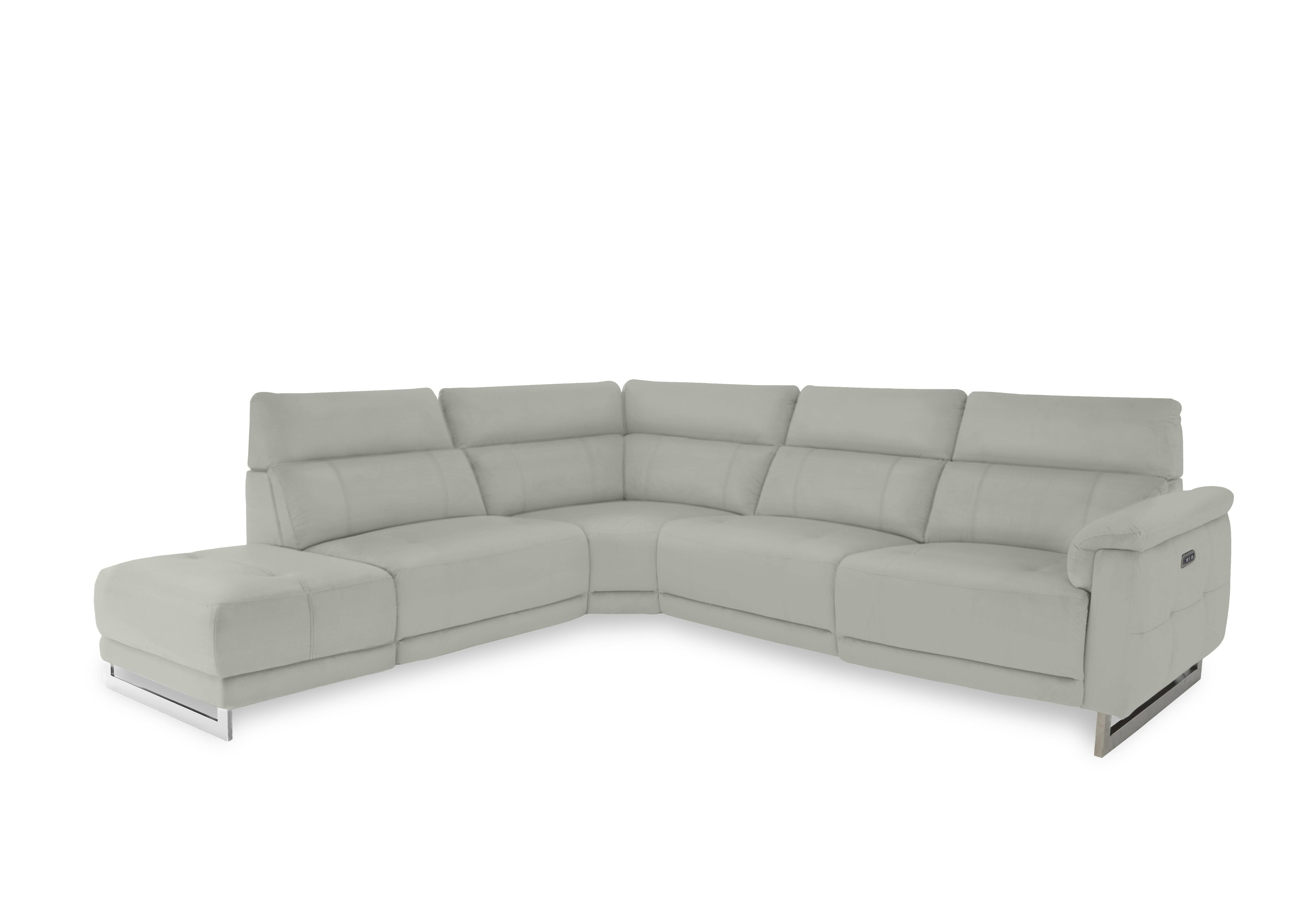 Moet Leather Power Recliner Chaise End Corner Sofa with Telescopic Headrests in Oslo Cat-40/27 Light Grey on Furniture Village