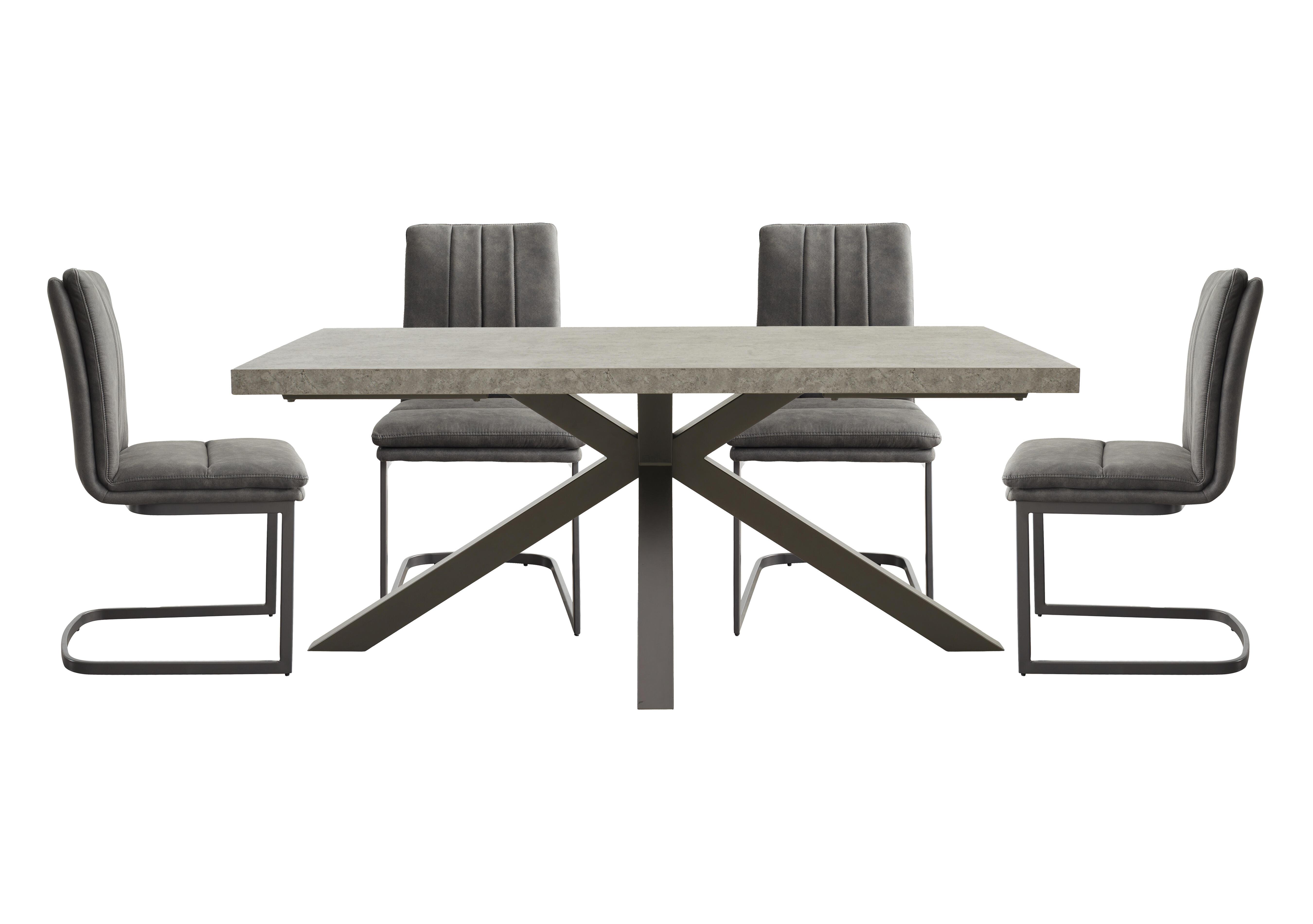 Moon Dining Table with Star Base and 4 Fabric Cantilever Dining Chairs in  on Furniture Village
