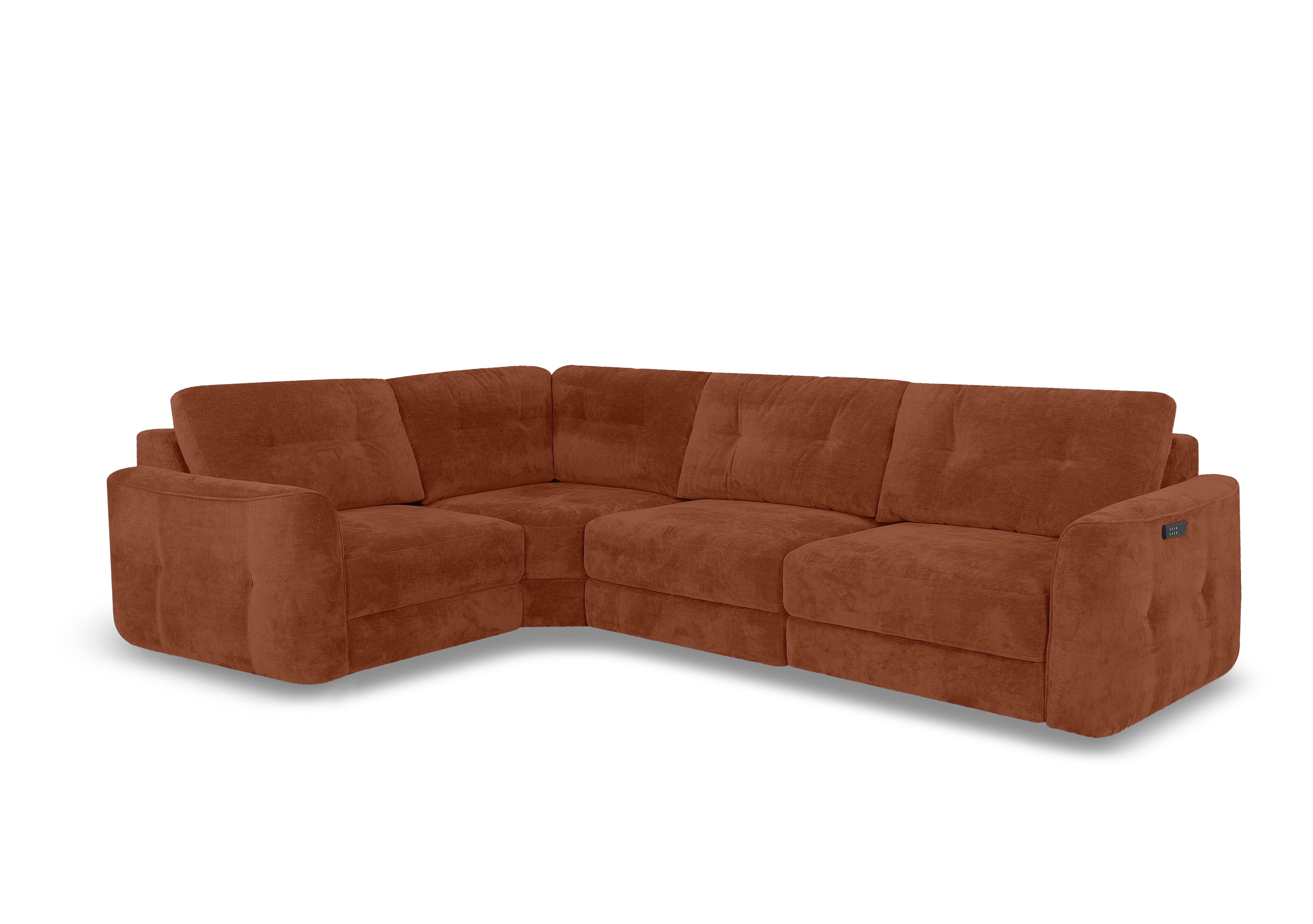 Drift Small Fabric Power Glider Corner Sofa in Fab-Dab-R13 Rust on Furniture Village