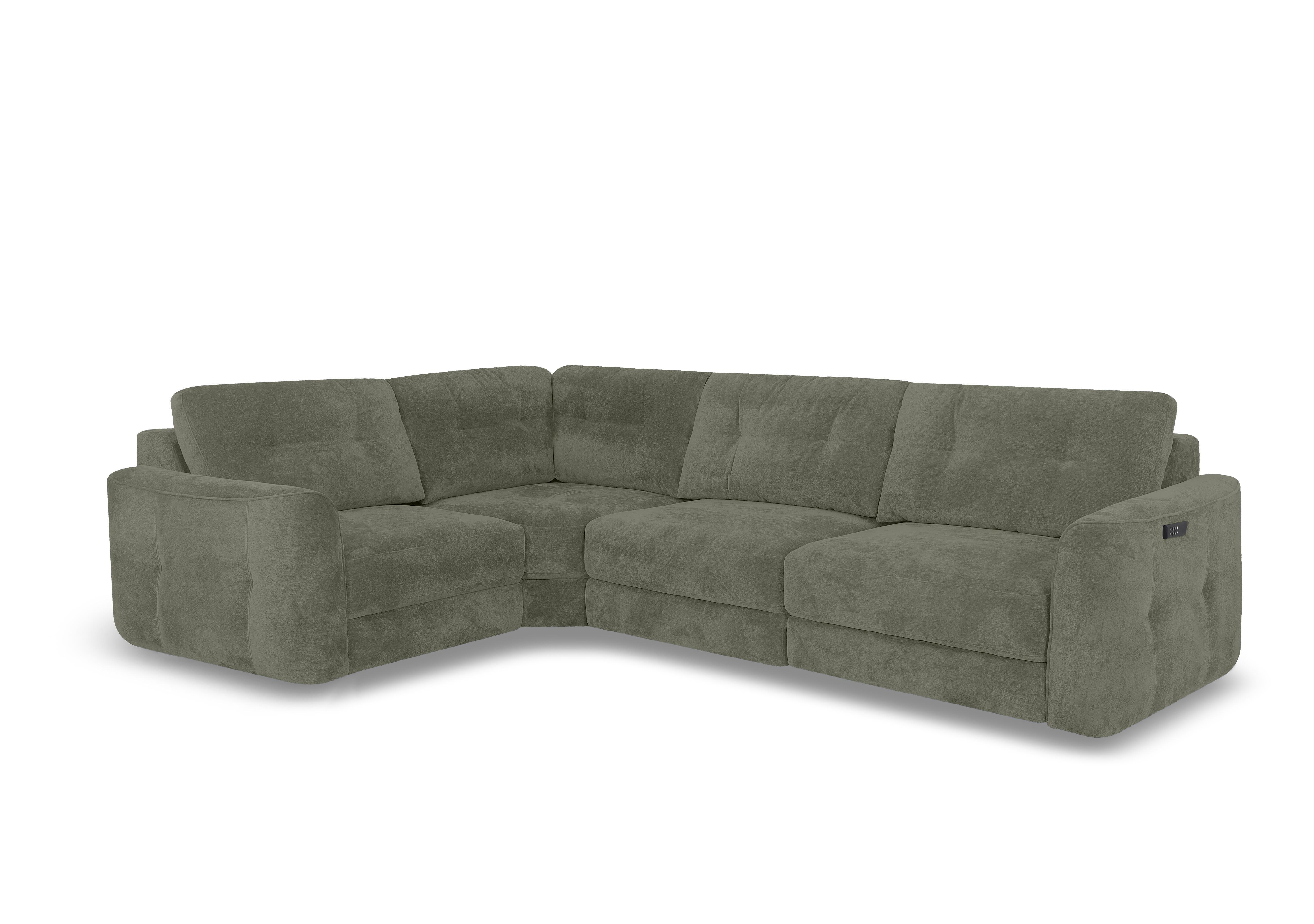 Drift Small Fabric Power Glider Corner Sofa in Fab-Dab-R16 Forest Green on Furniture Village