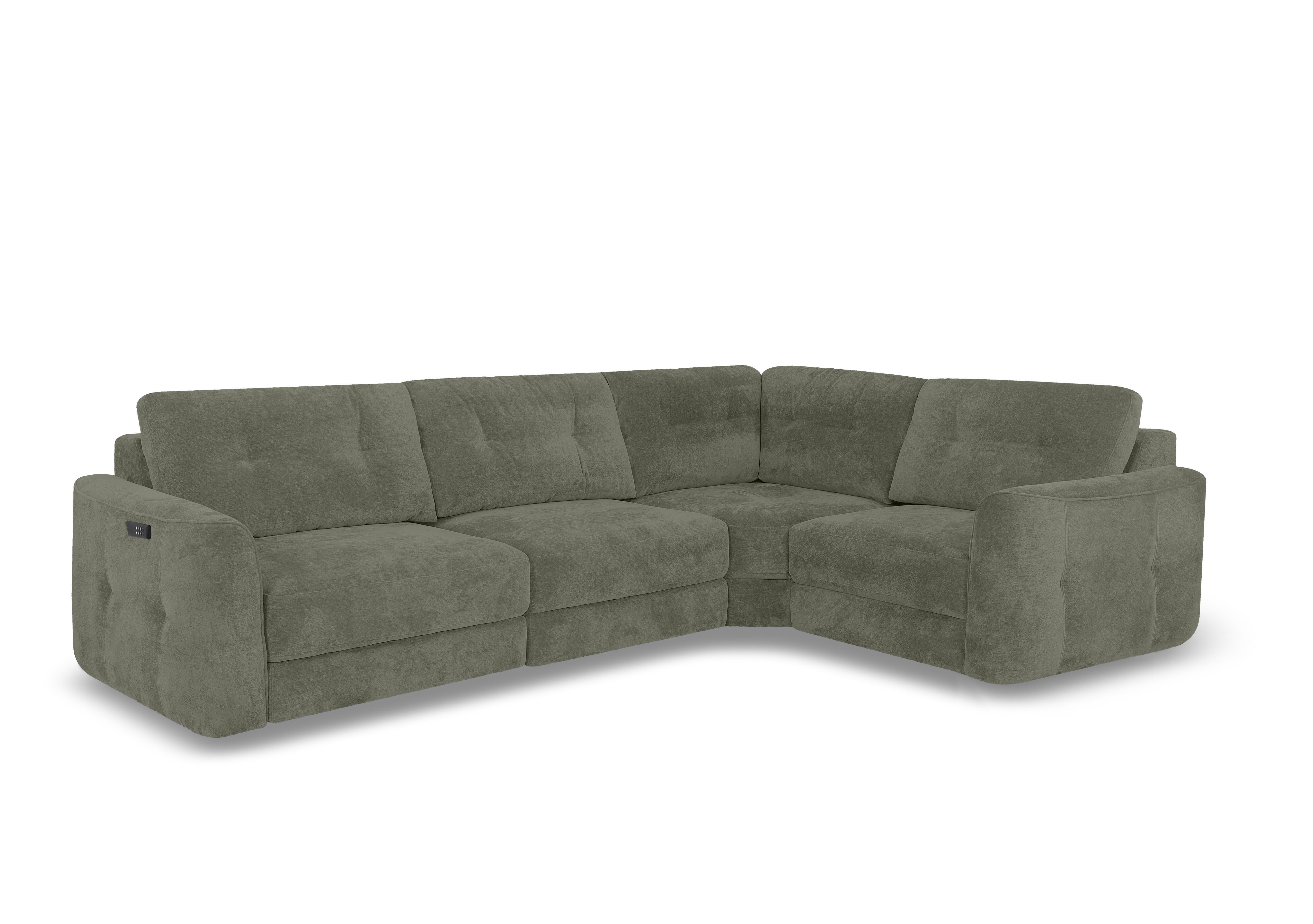 Drift Small Fabric Power Glider Corner Sofa in Fab-Dab-R16 Forest Green on Furniture Village