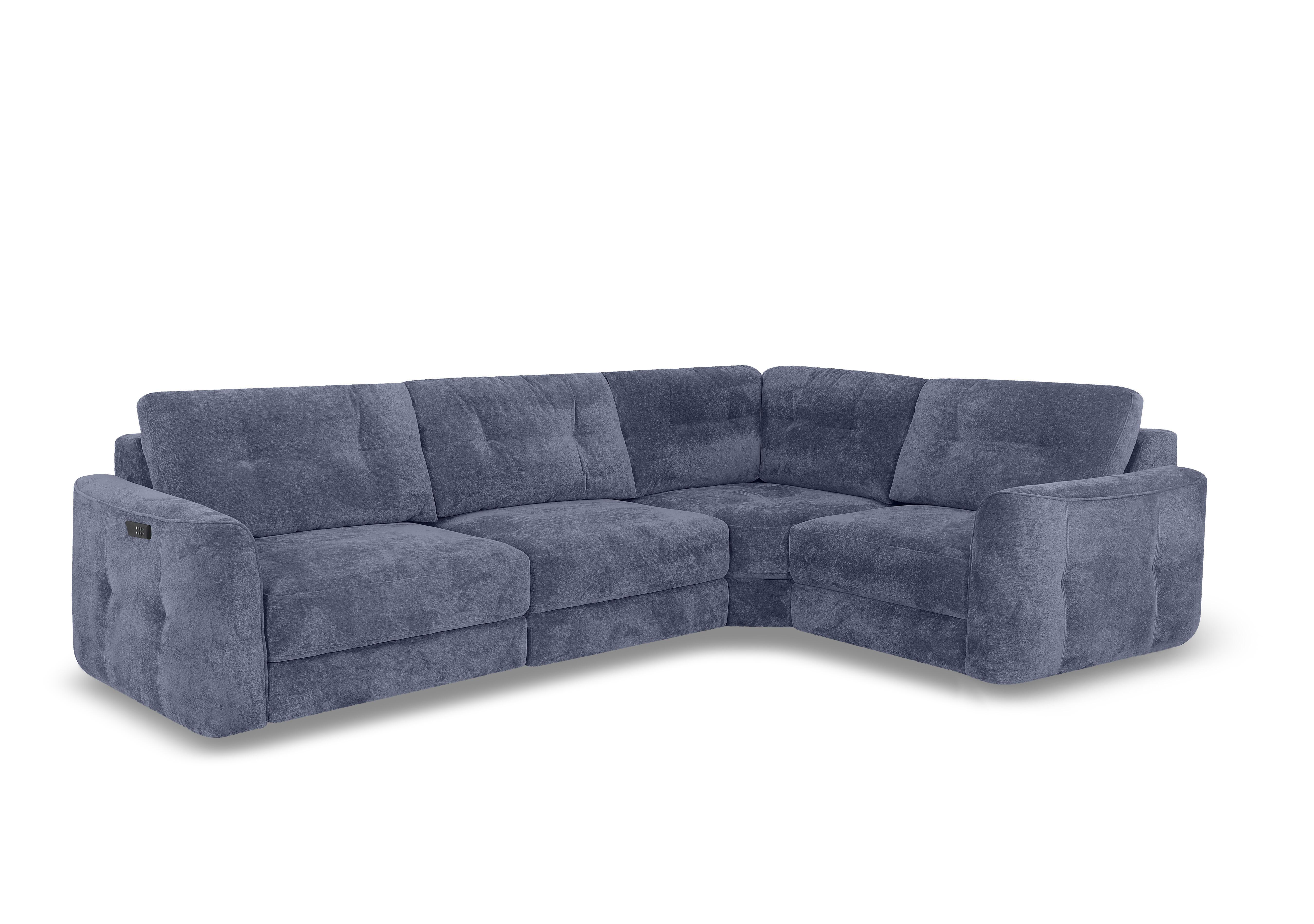 Drift Small Fabric Power Glider Corner Sofa in Fab-Dab-R18 Silverish Blue on Furniture Village