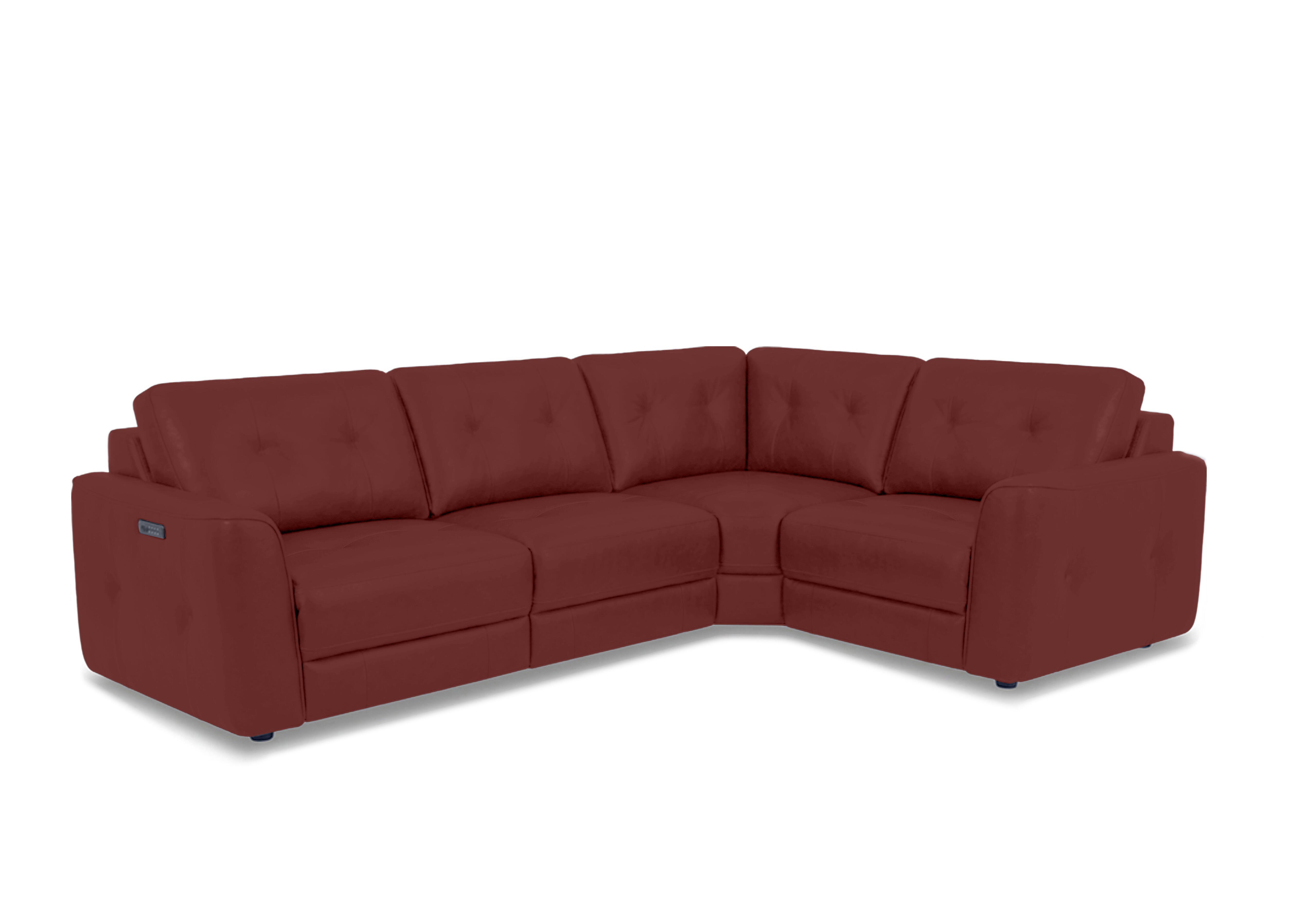 Drift Small Leather Power Glider Corner Sofa in Bv-035c Deep Red on Furniture Village