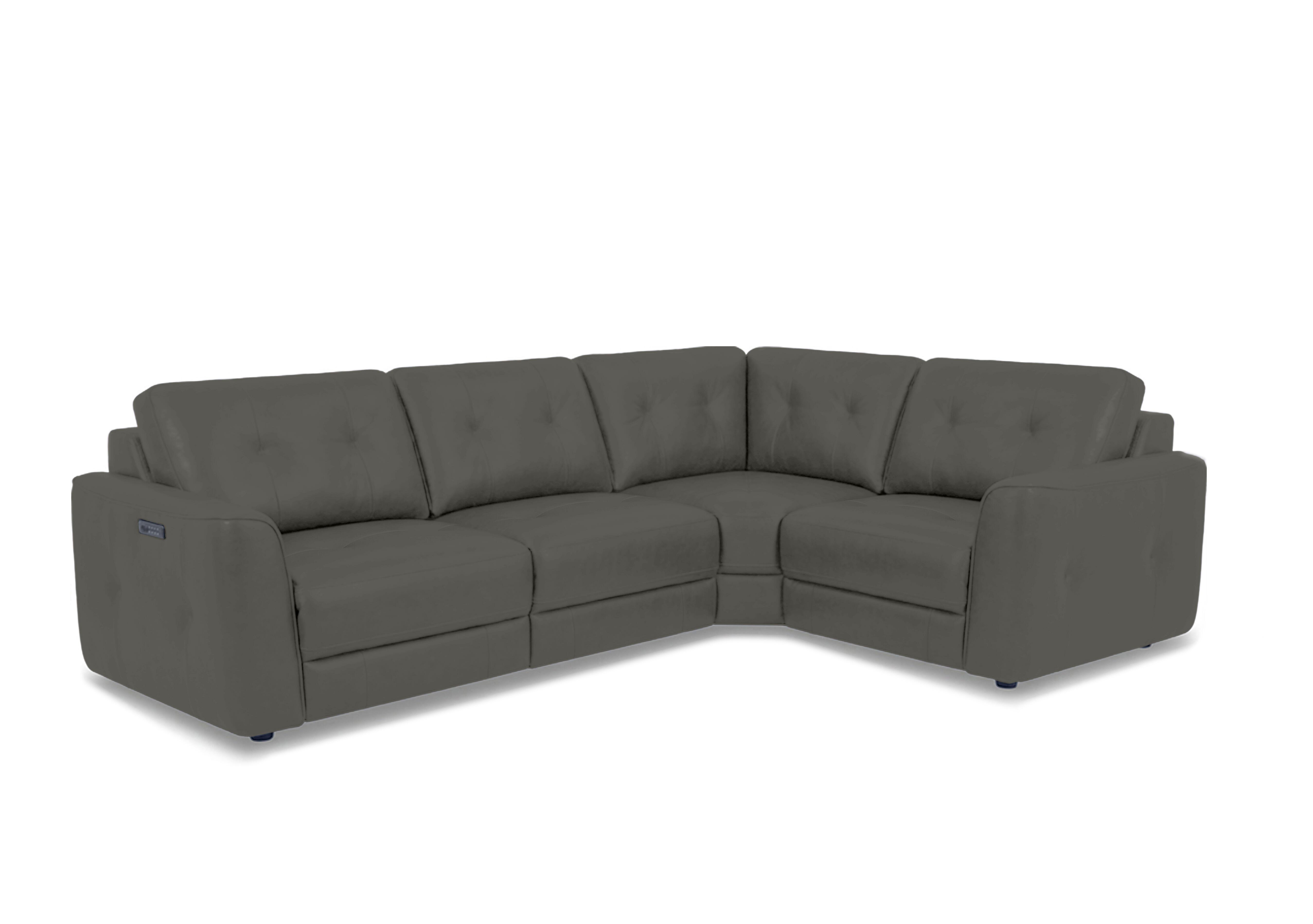Drift Small Leather Power Glider Corner Sofa in Bv-088e Charcoal Grey on Furniture Village