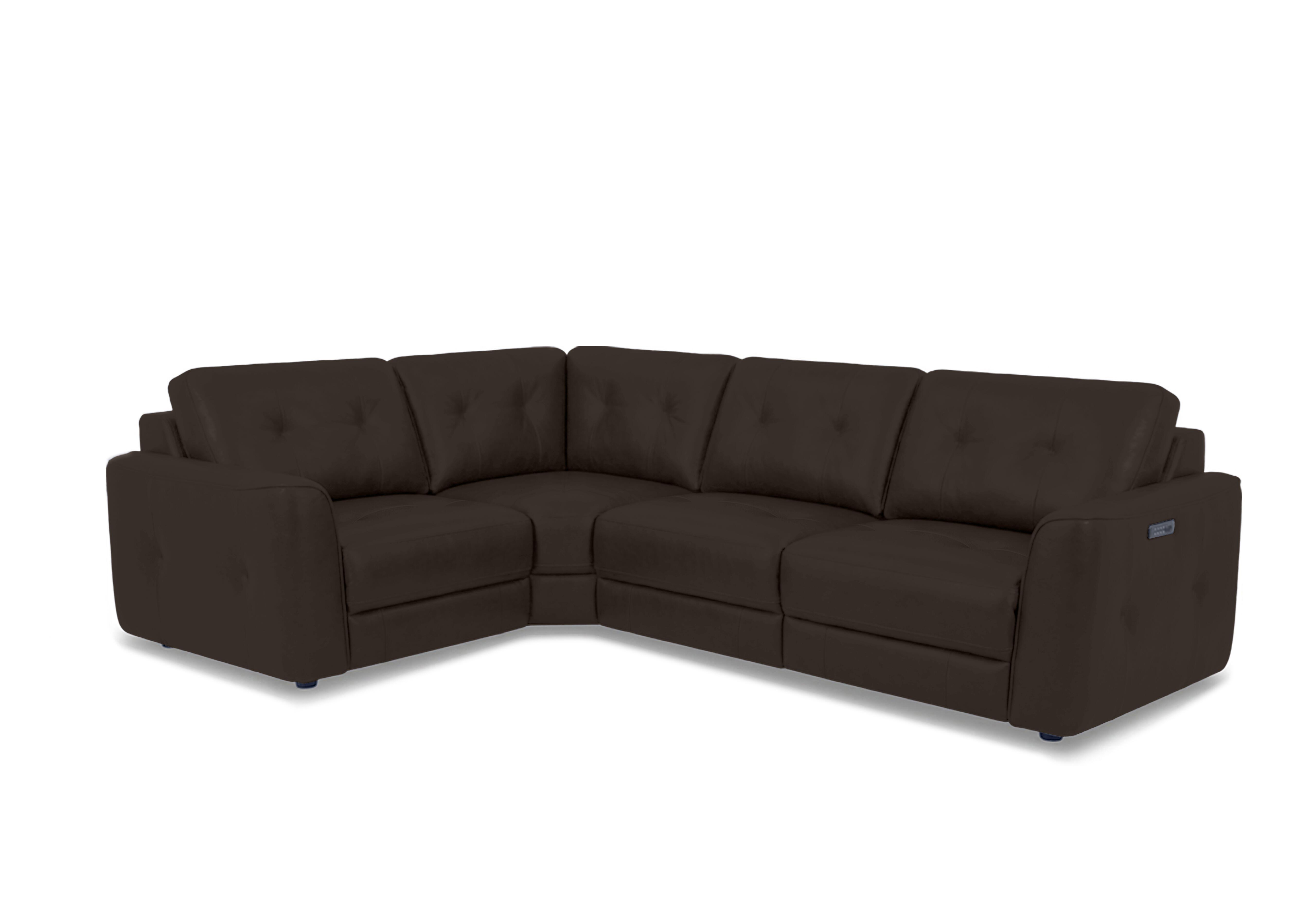 Drift Small Leather Power Glider Corner Sofa in Bv-1748 Dark Chocolate on Furniture Village