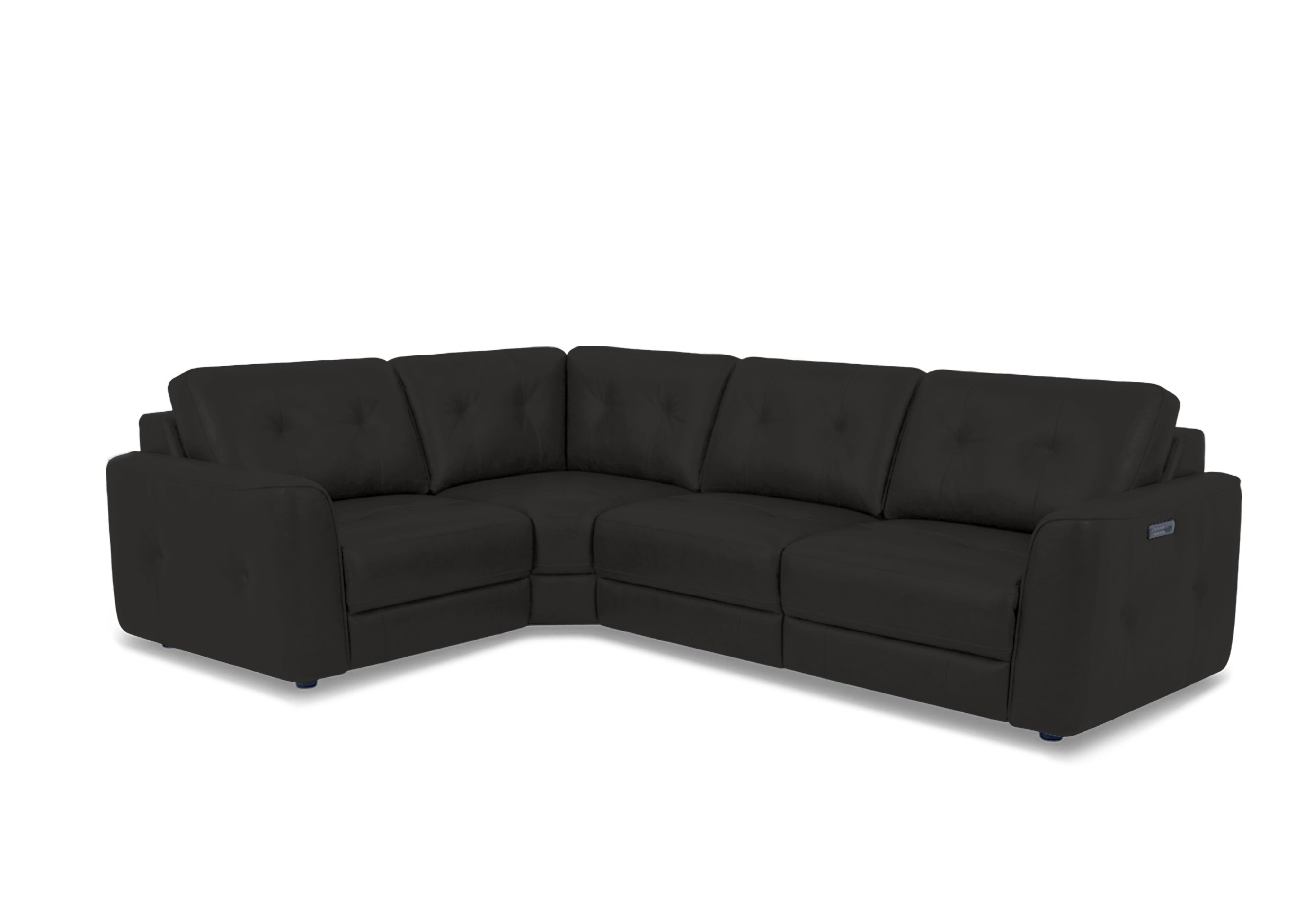 Drift Small Leather Power Glider Corner Sofa in Bv-3500 Black on Furniture Village