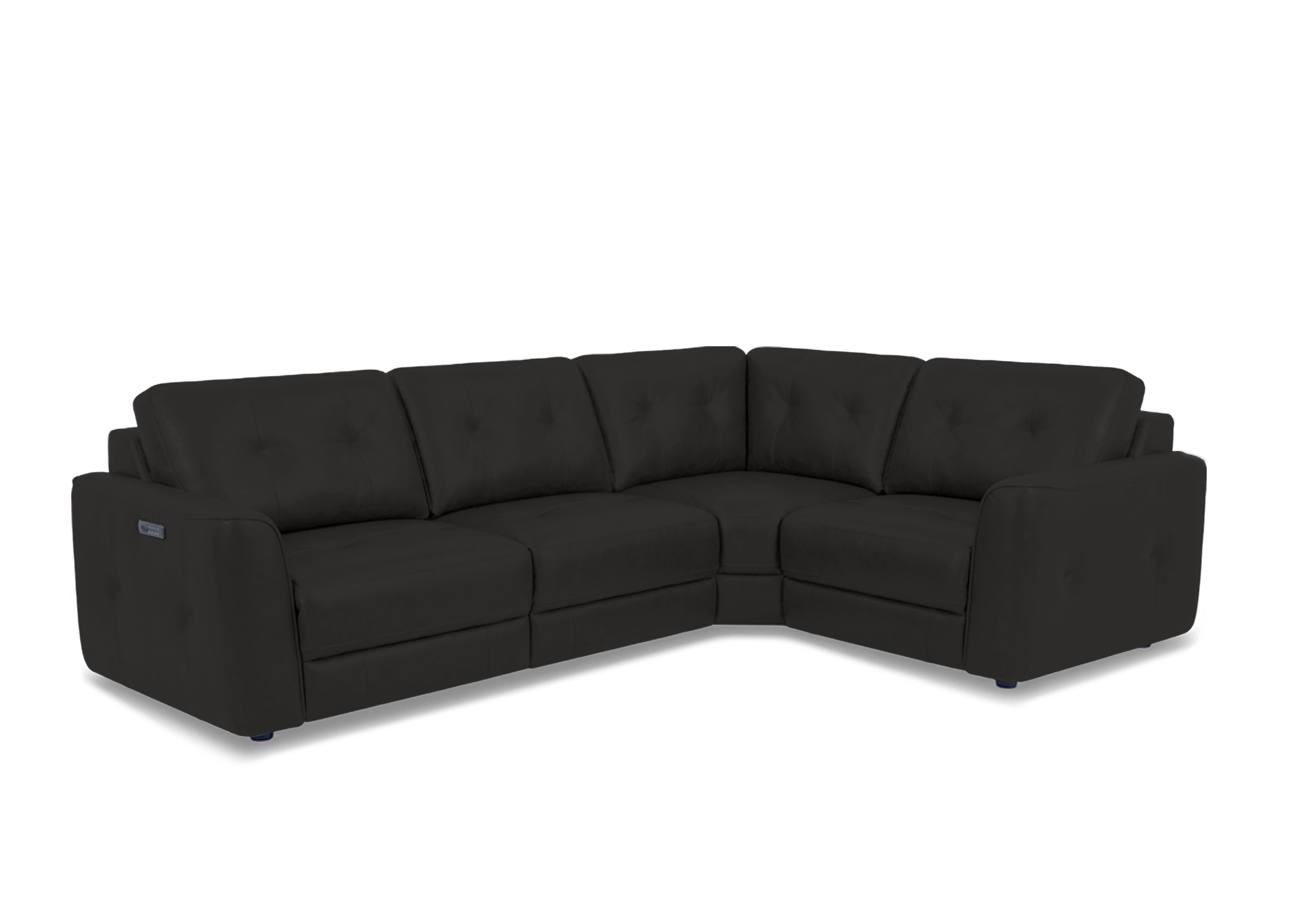Drift Small Leather Power Glider Corner Sofa in Bv-3500 Black on Furniture Village