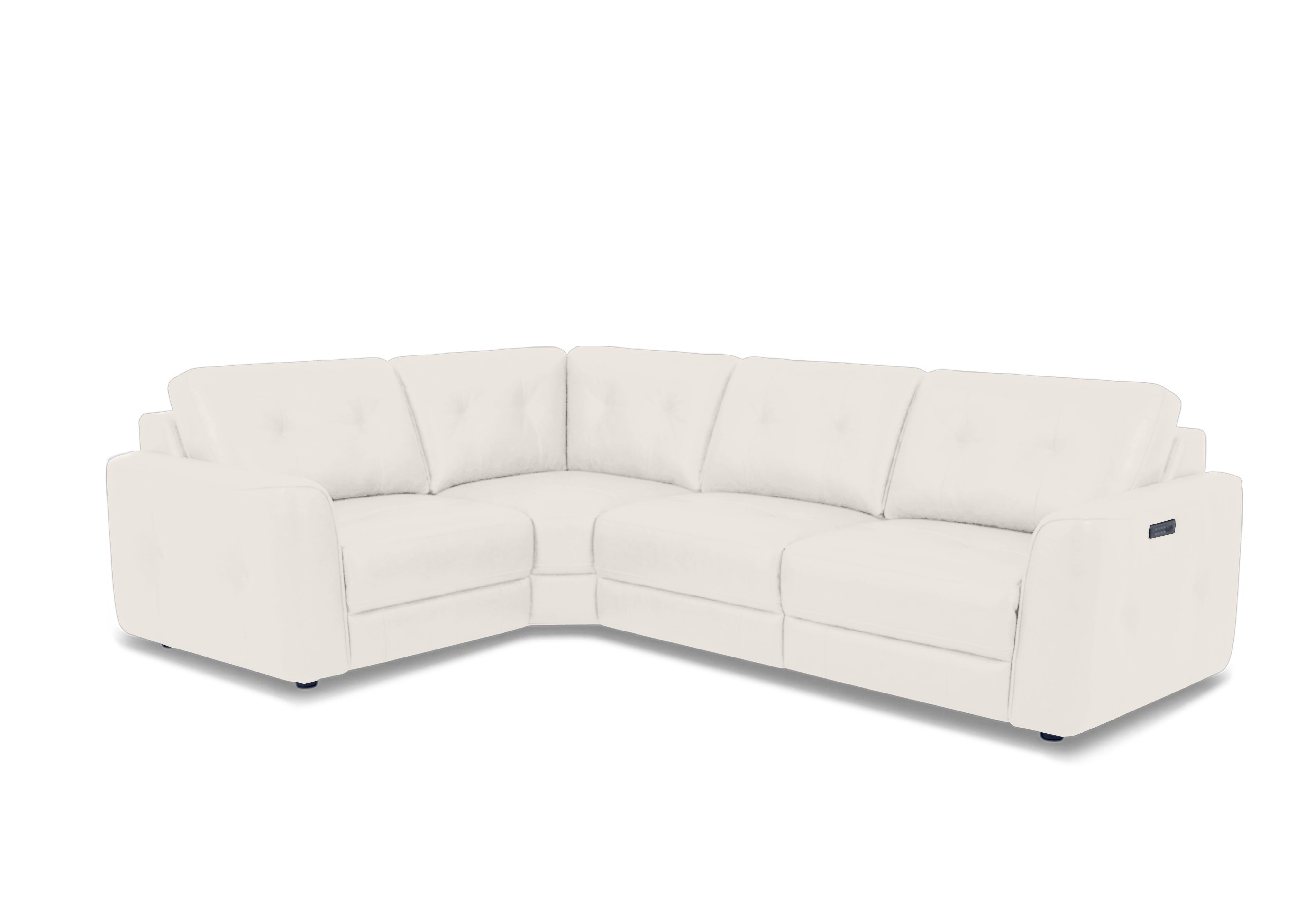 Drift Small Leather Power Glider Corner Sofa in Bv-744d Star White on Furniture Village