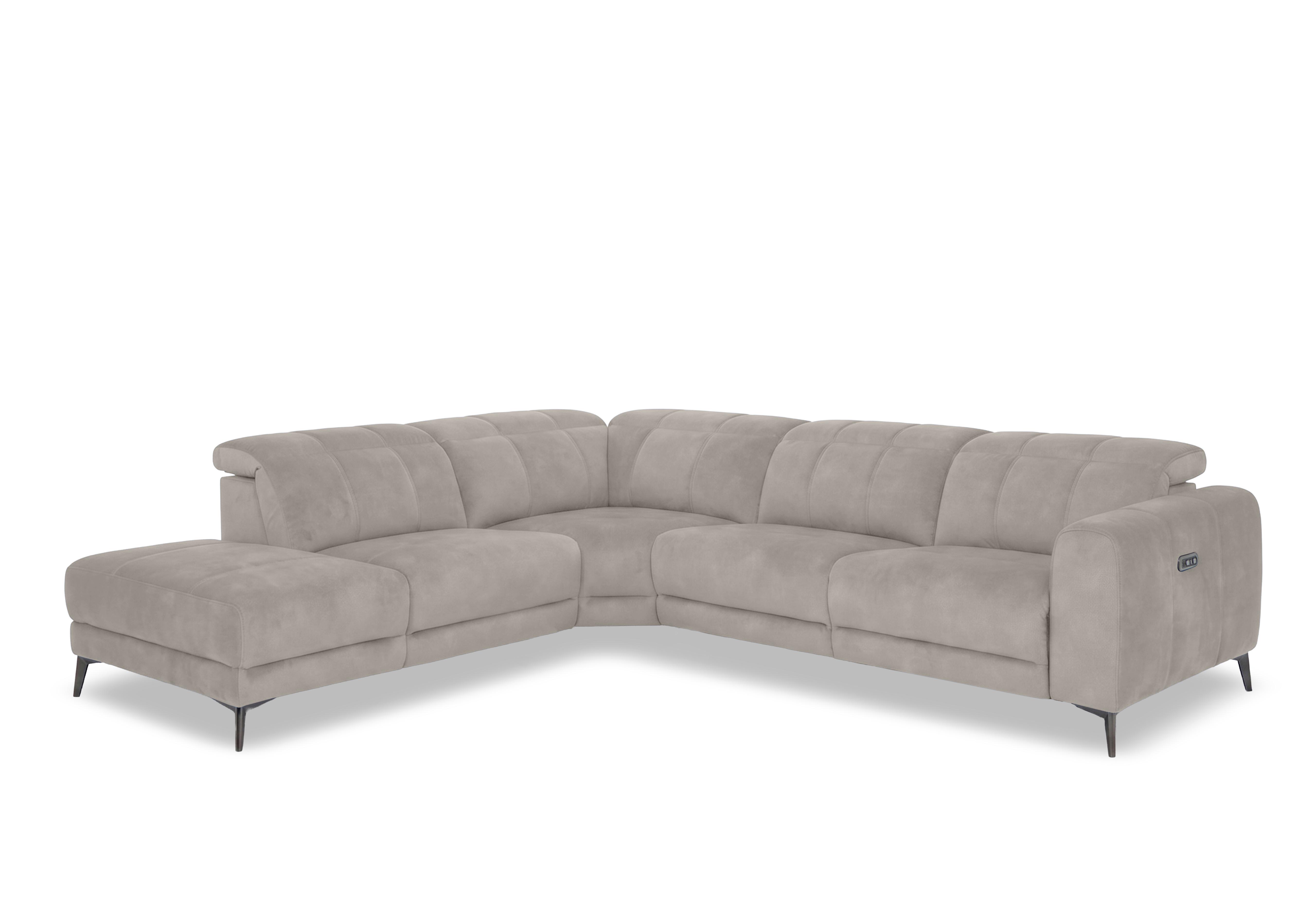 Ezra Fabric Power Recliner Chaise End Corner Sofa with Power Headrests in 43501 Dexter Ivory on Furniture Village