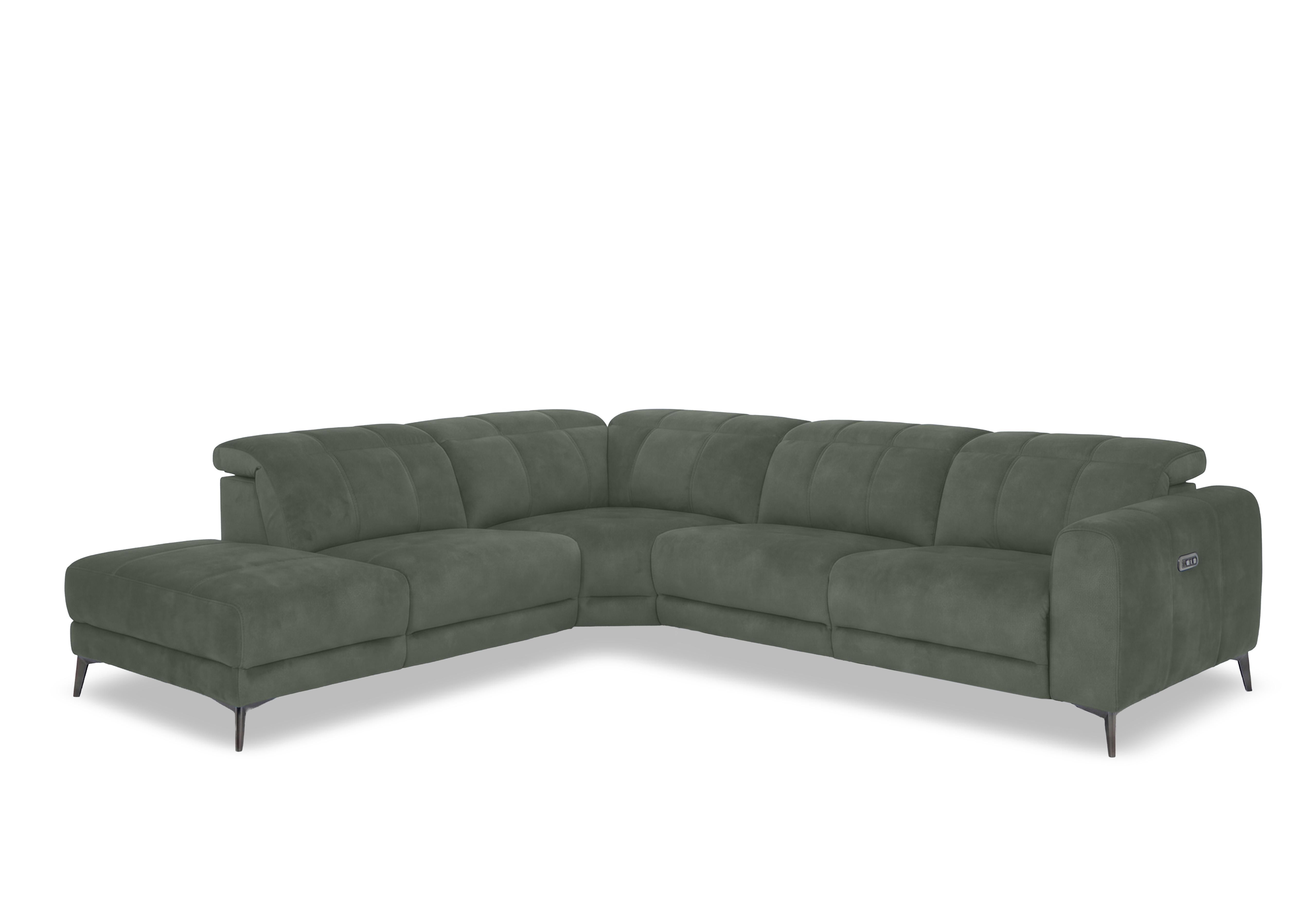 Ezra Fabric Power Recliner Chaise End Corner Sofa with Power Headrests in Dexter 43514 Fern on Furniture Village