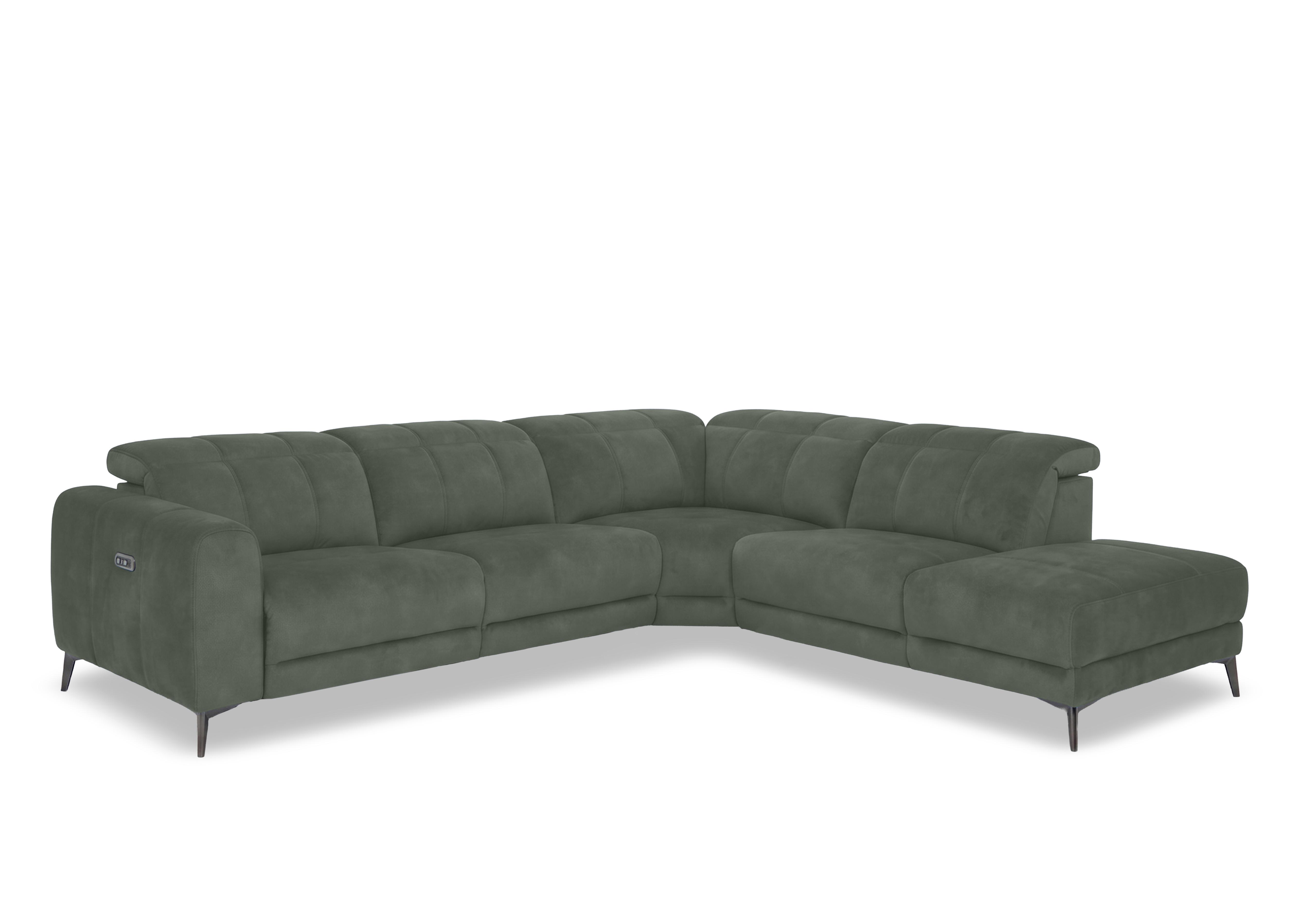 Ezra Fabric Power Recliner Chaise End Corner Sofa with Power Headrests in Dexter 43514 Fern on Furniture Village