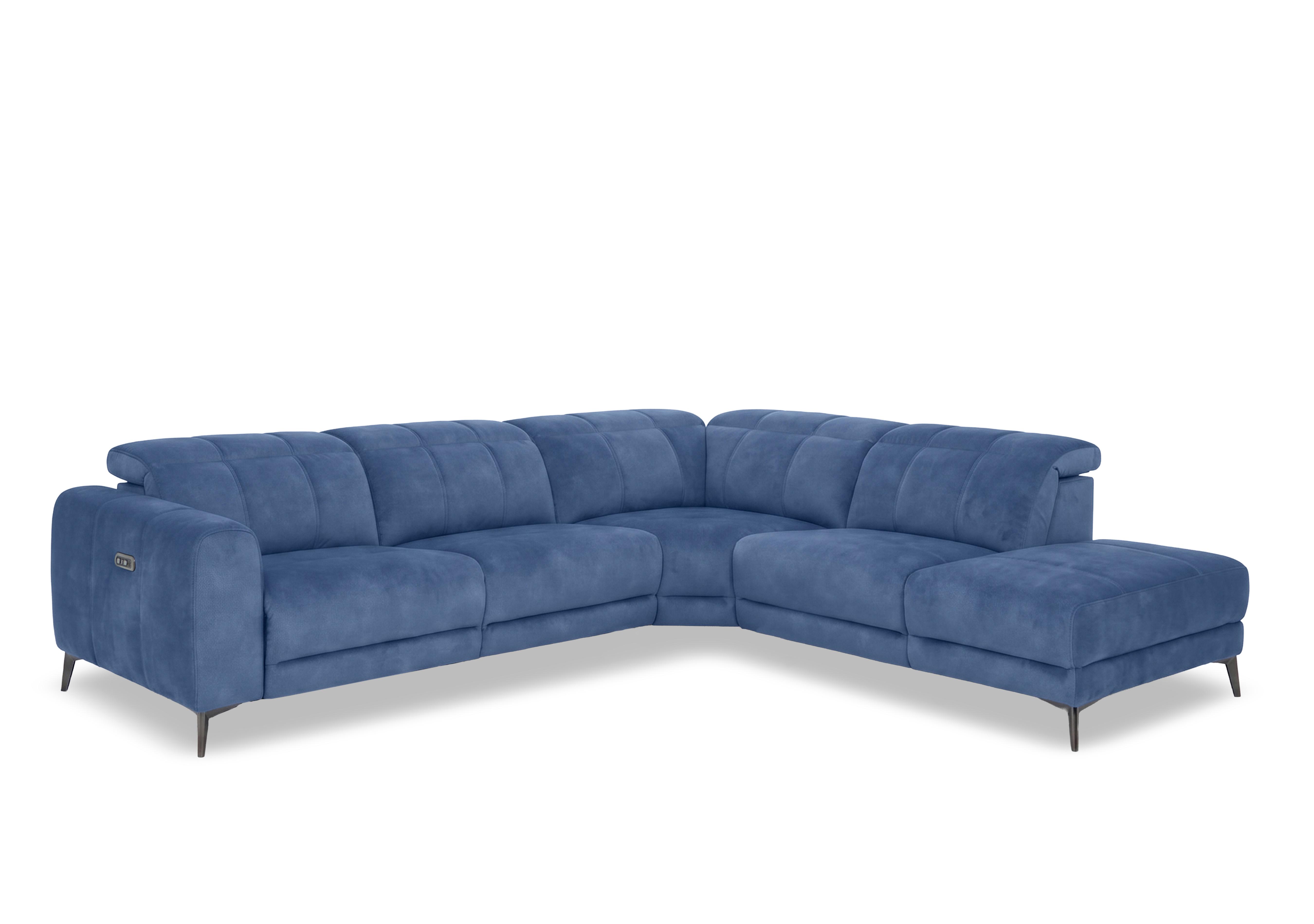 Ezra Fabric Power Recliner Chaise End Corner Sofa with Power Headrests in Dexter 43525 Wave on Furniture Village