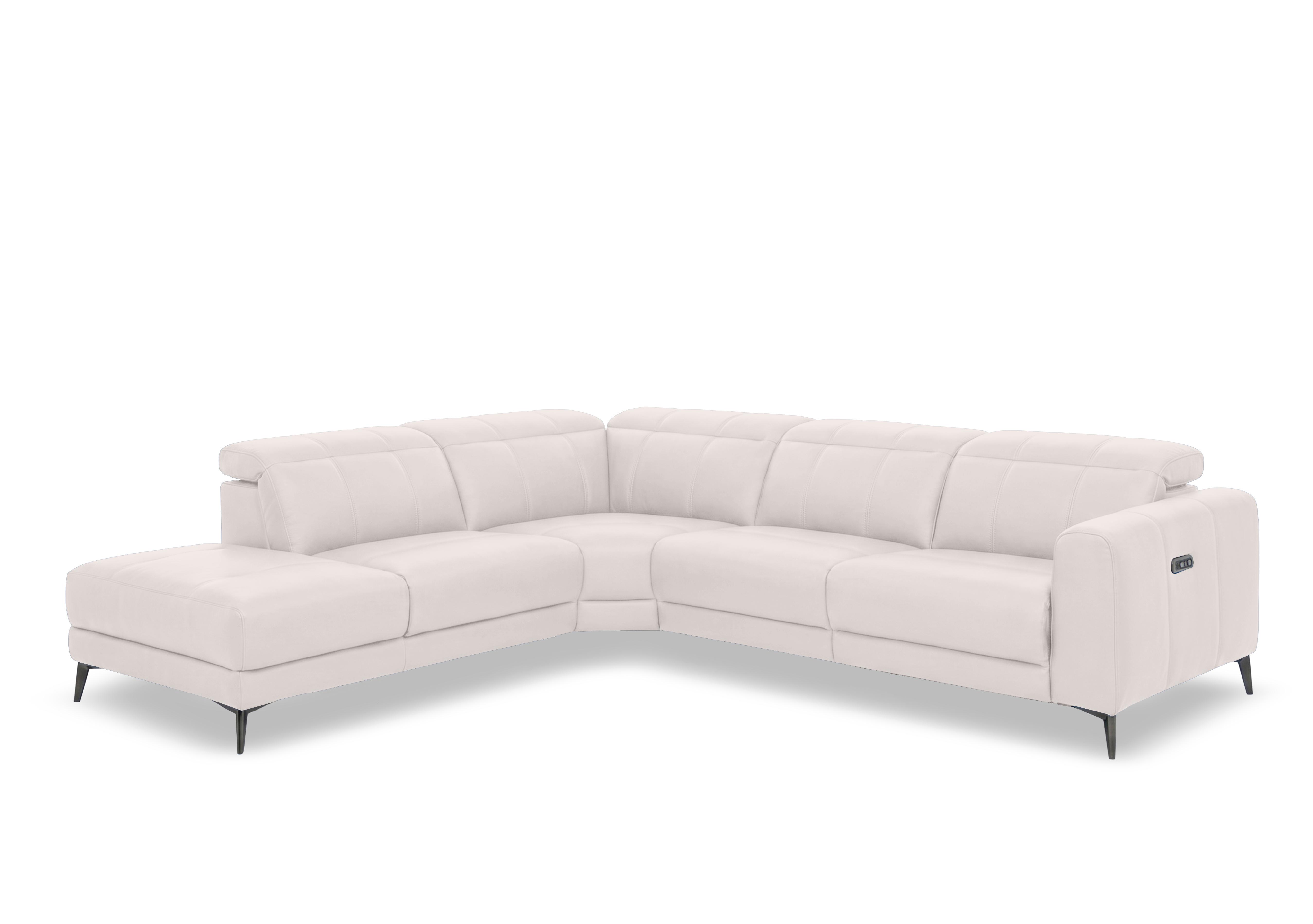 Ezra Leather Power Recliner Chaise End Corner Sofa with Power Headrests in Cat-40/13 Cotton on Furniture Village