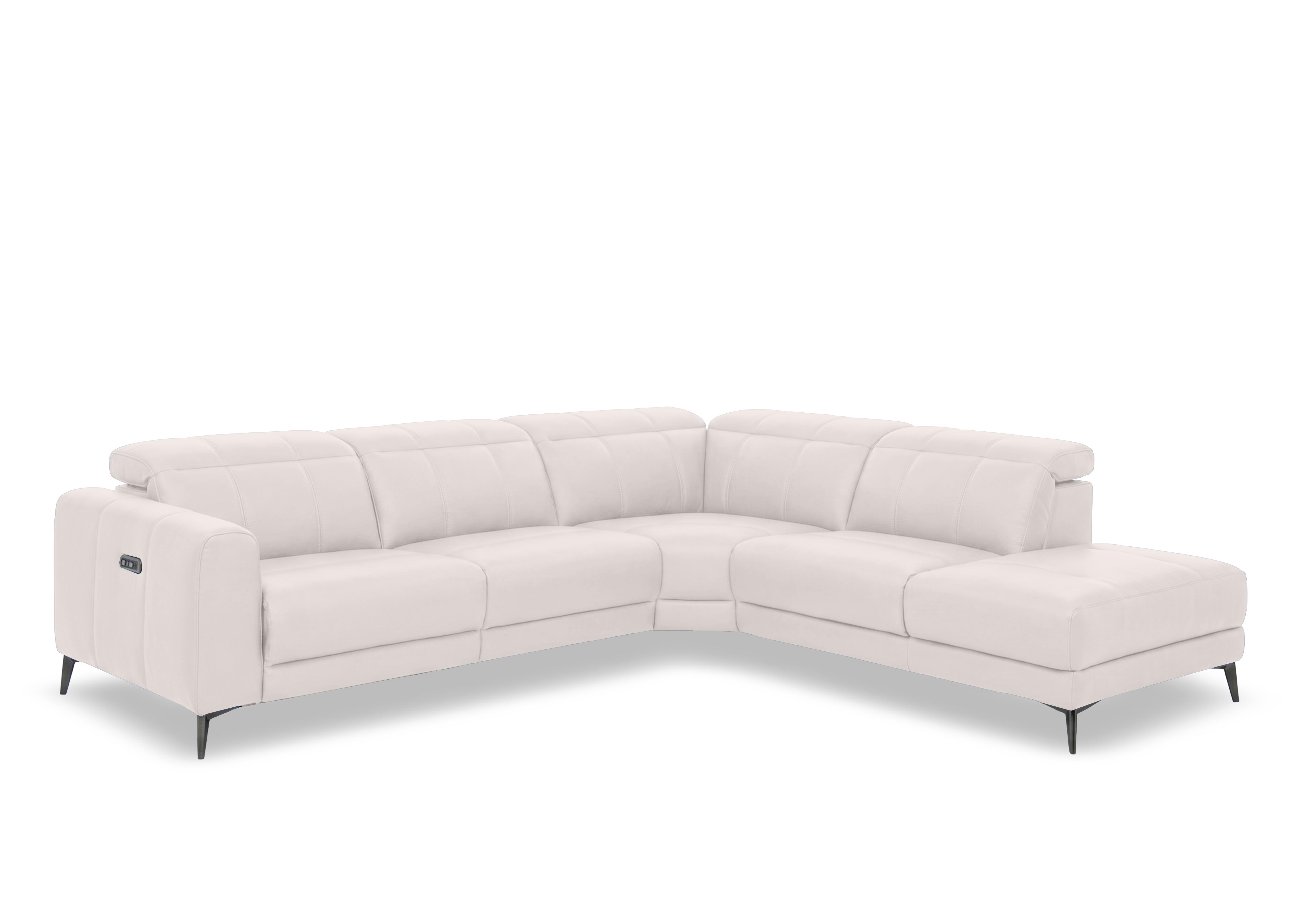 Ezra Leather Power Recliner Chaise End Corner Sofa with Power Headrests in Cat-40/13 Cotton on Furniture Village