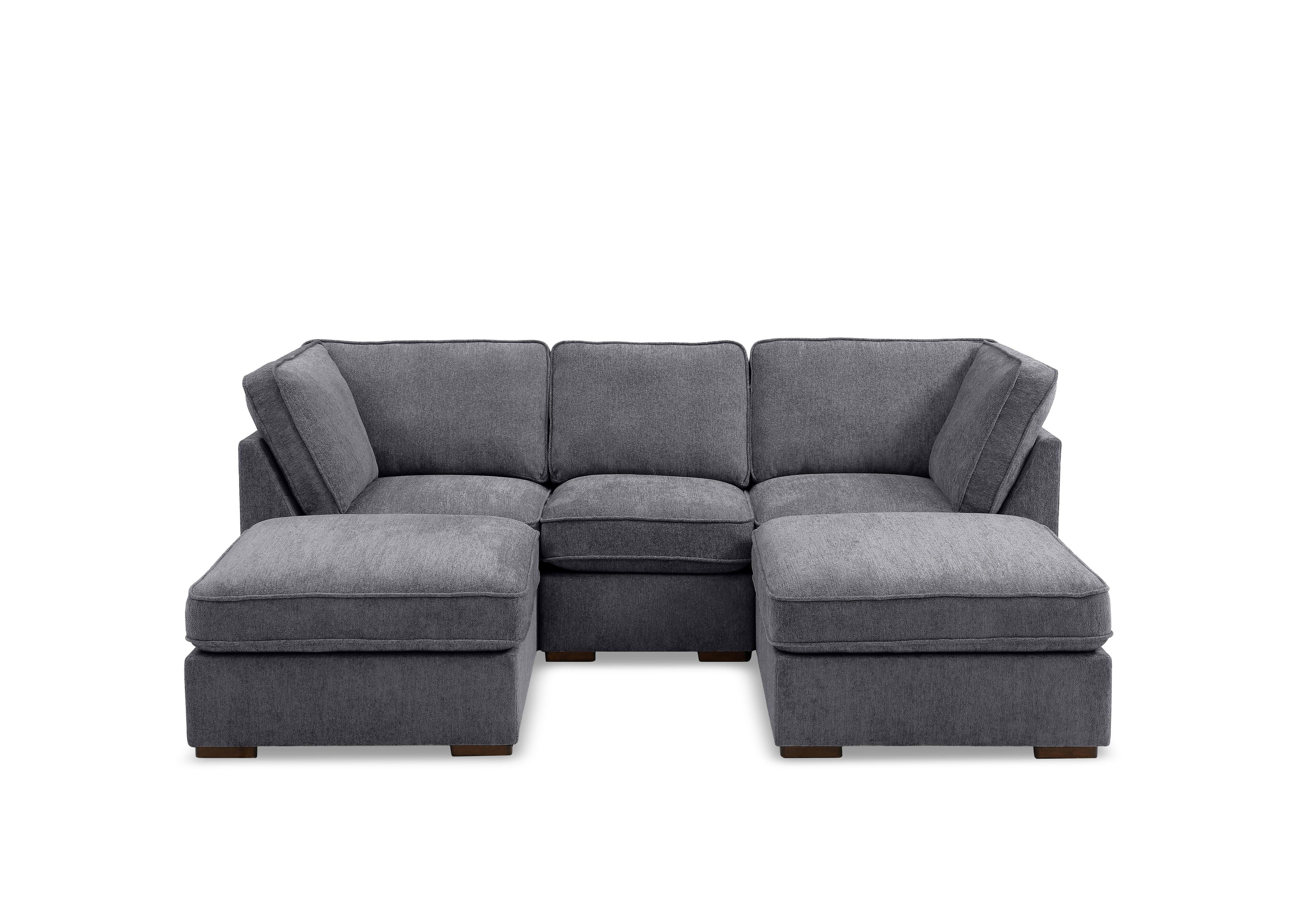 Emilia Small Fabric U-Shaped Sofa in Raven Charcoal on Furniture Village