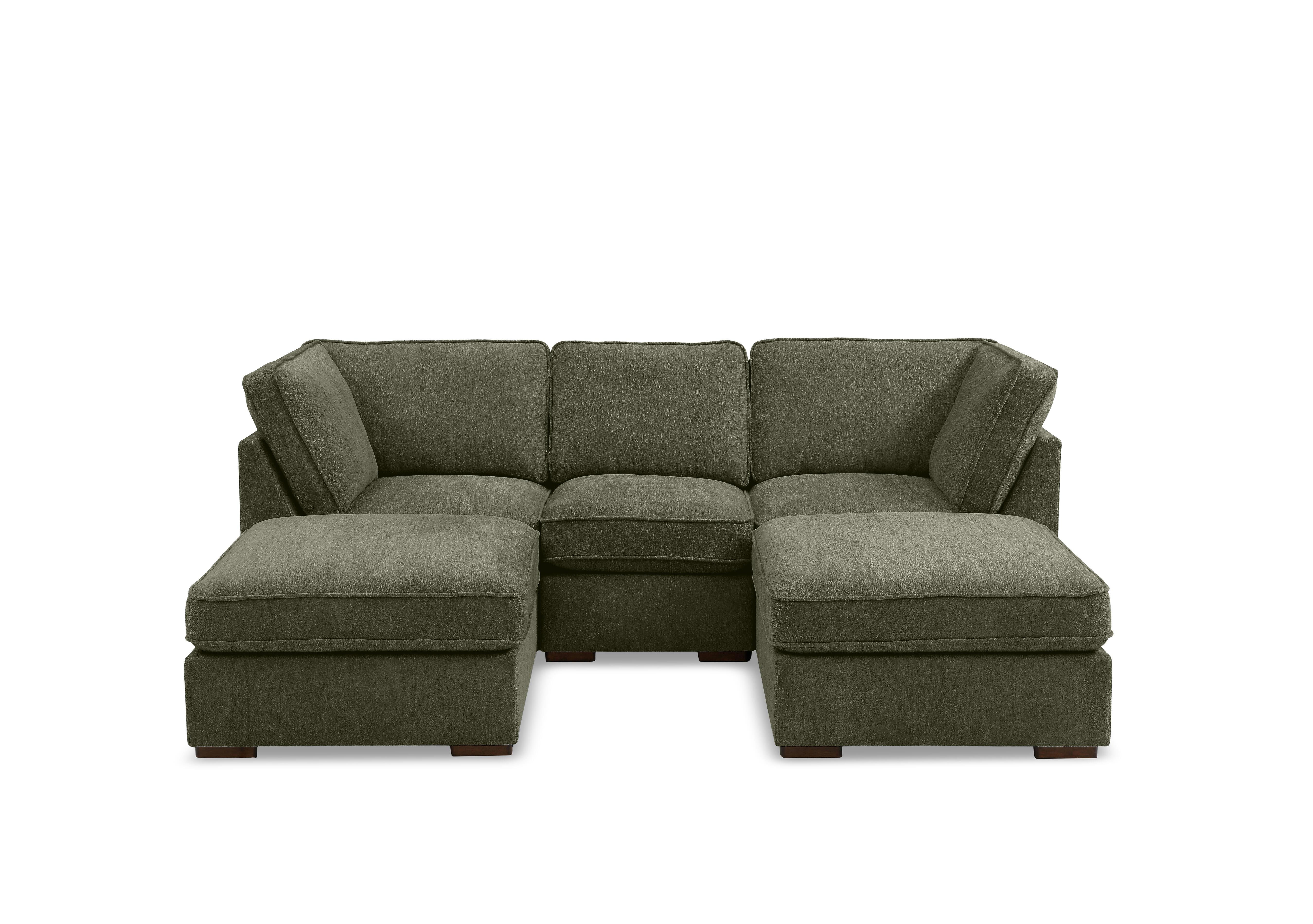 Emilia Small Fabric U-Shaped Sofa in Raven Fern on Furniture Village