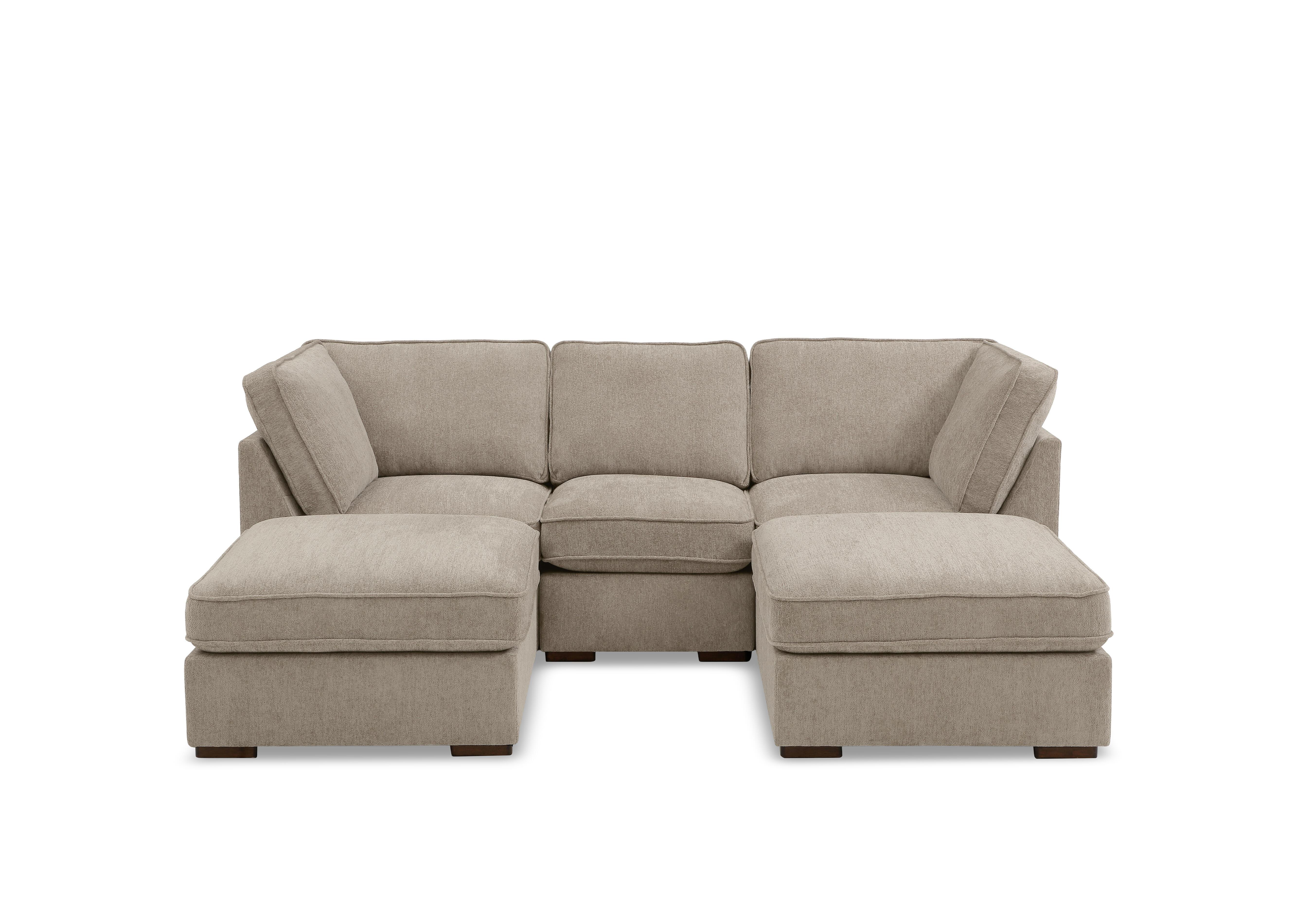 Emilia Small Fabric U-Shaped Sofa in Raven Stone on Furniture Village