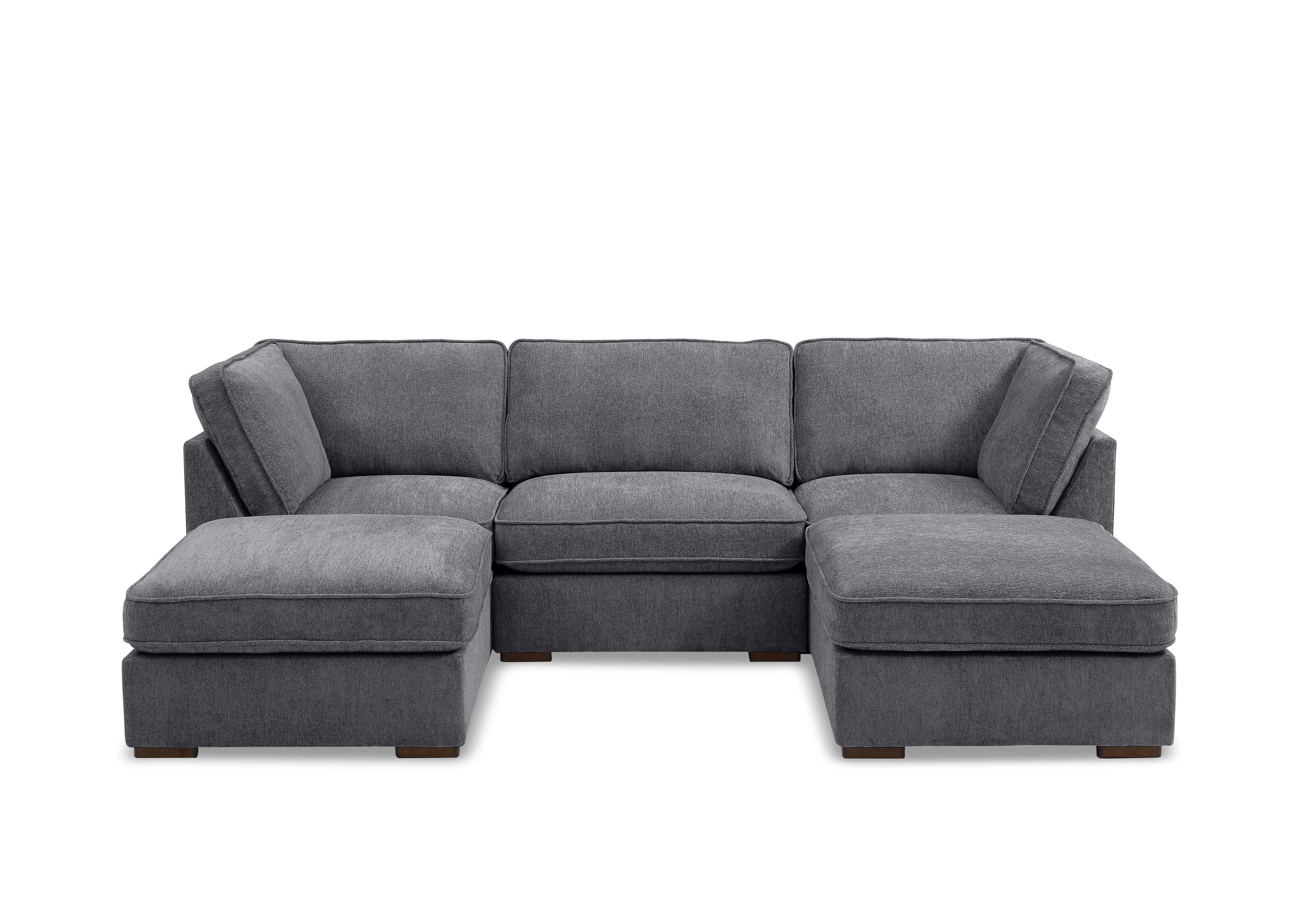 Emilia Standard Fabric U-Shaped Sofa in Raven Charcoal on Furniture Village