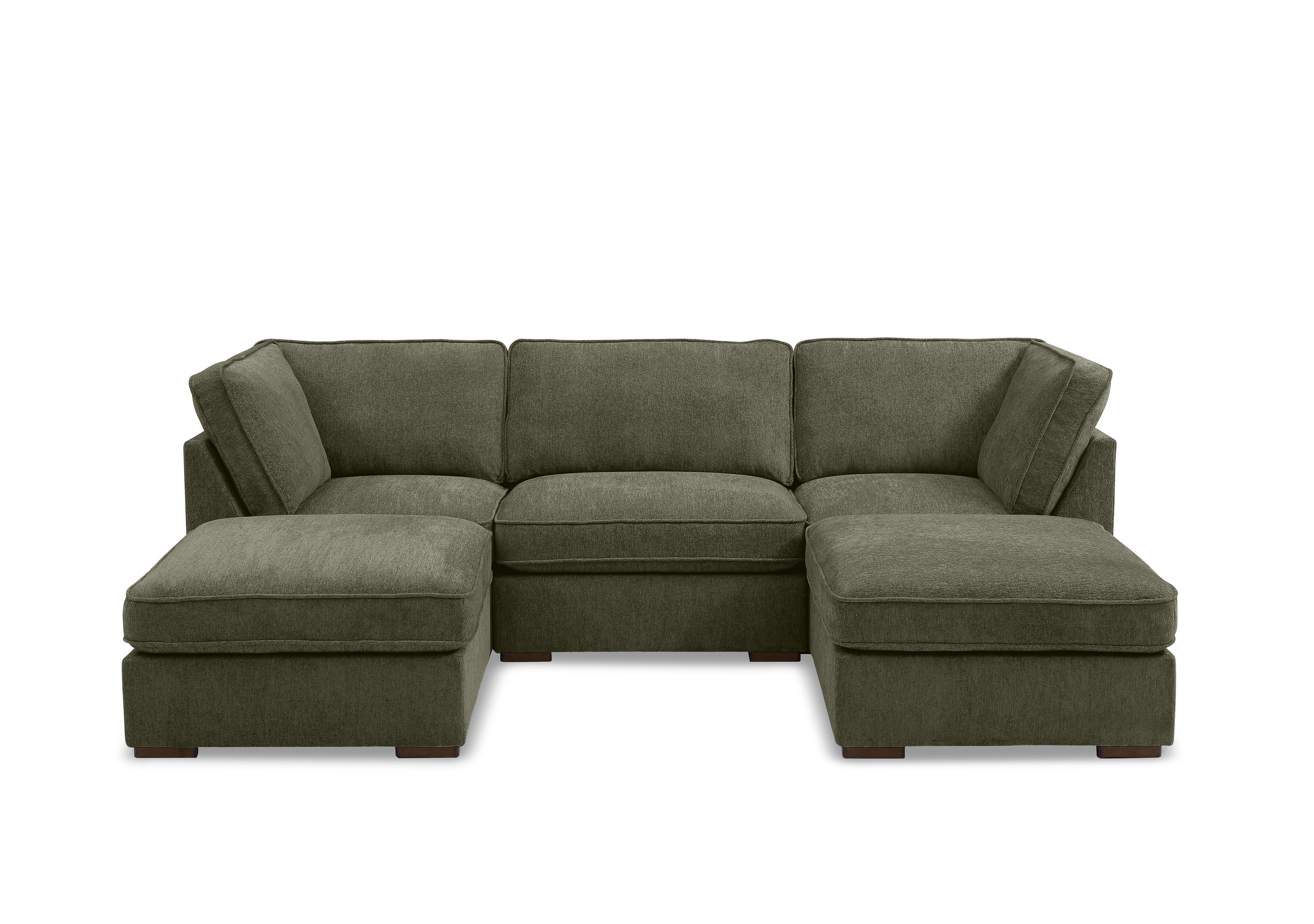 Emilia Standard Fabric U-Shaped Sofa in Raven Fern on Furniture Village