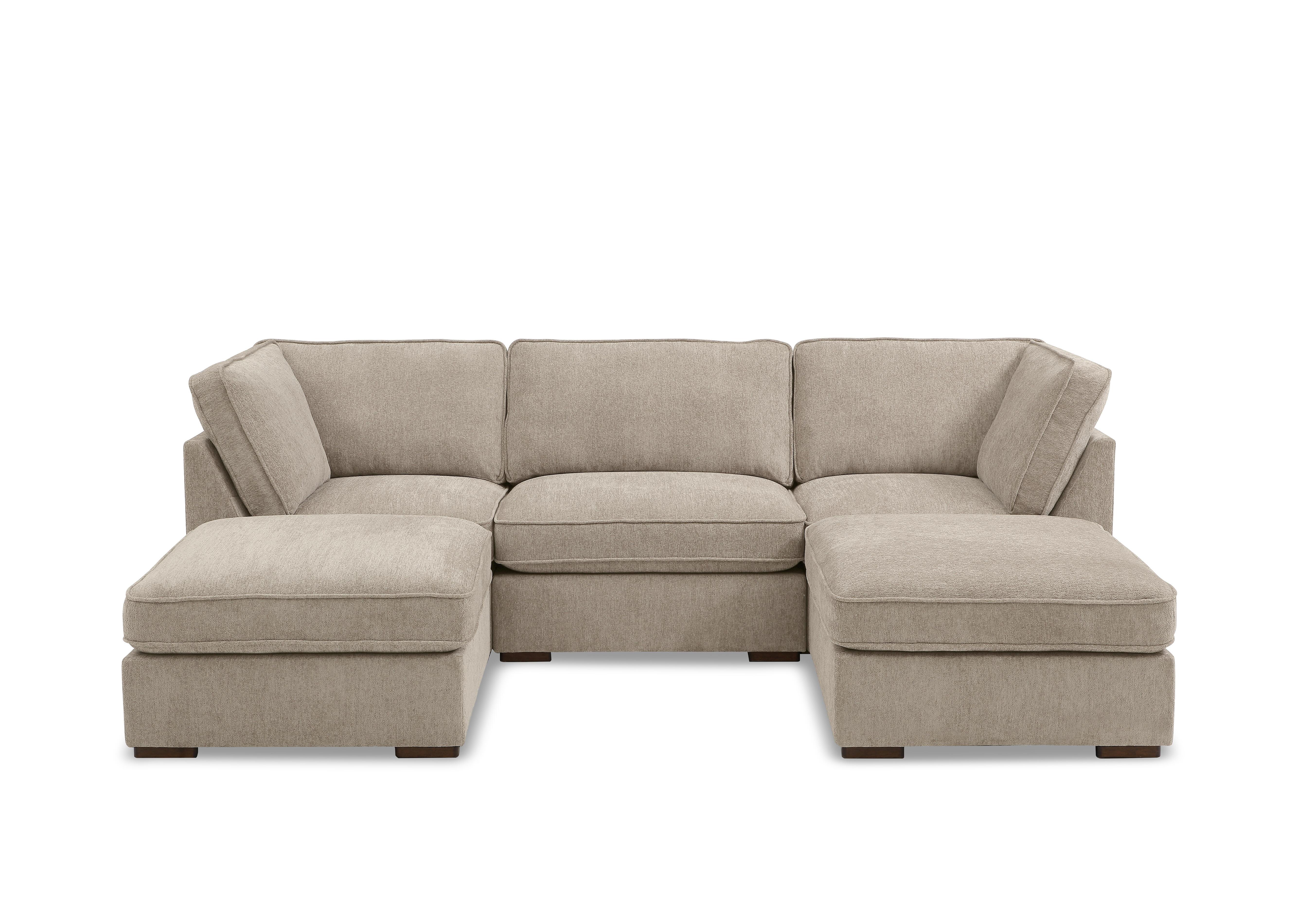 Emilia Standard Fabric U-Shaped Sofa in Raven Stone on Furniture Village