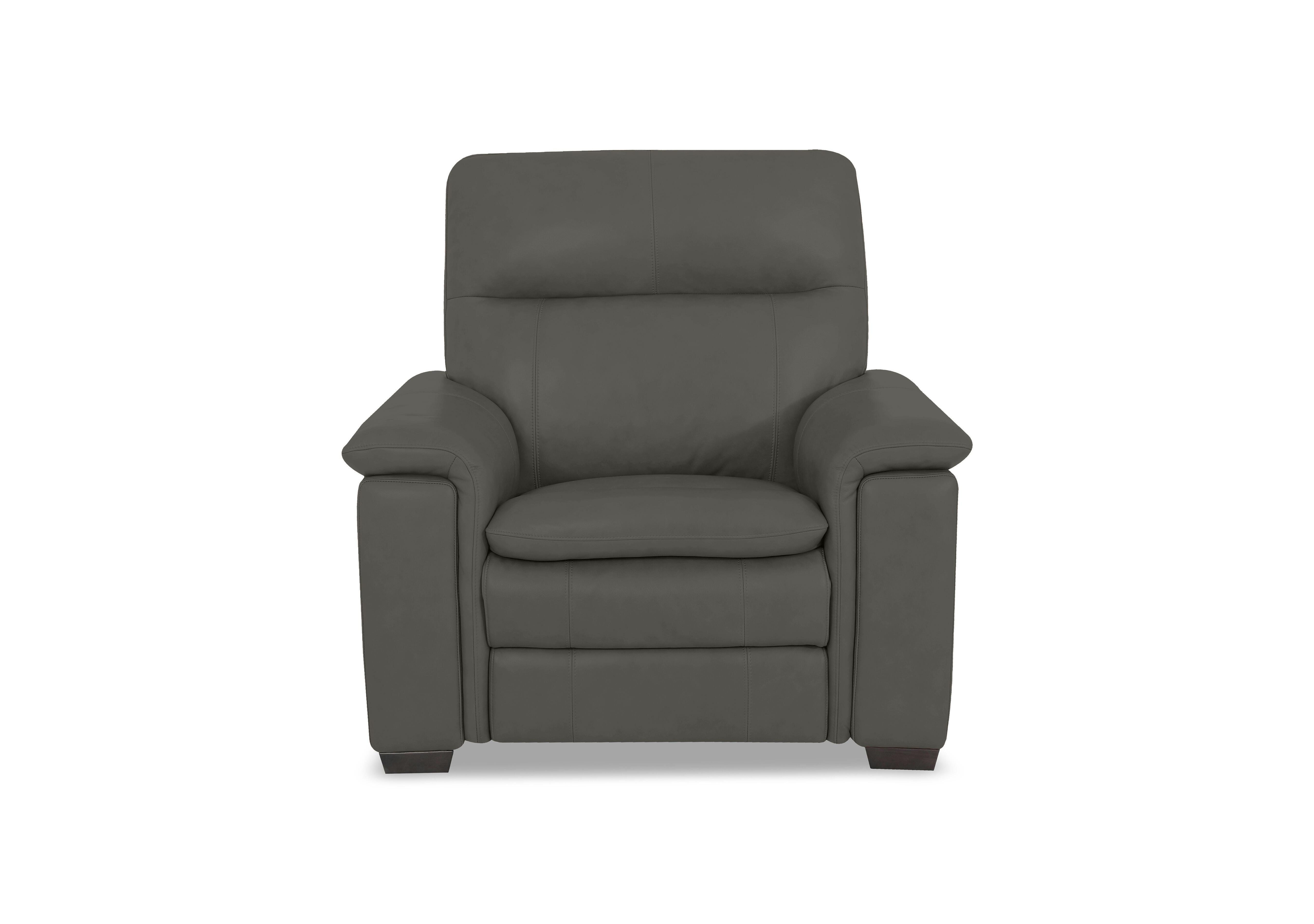 Recharge Leather Power Recliner Armchair with Power Headrest in Bv-088e Charcoal Grey on Furniture Village