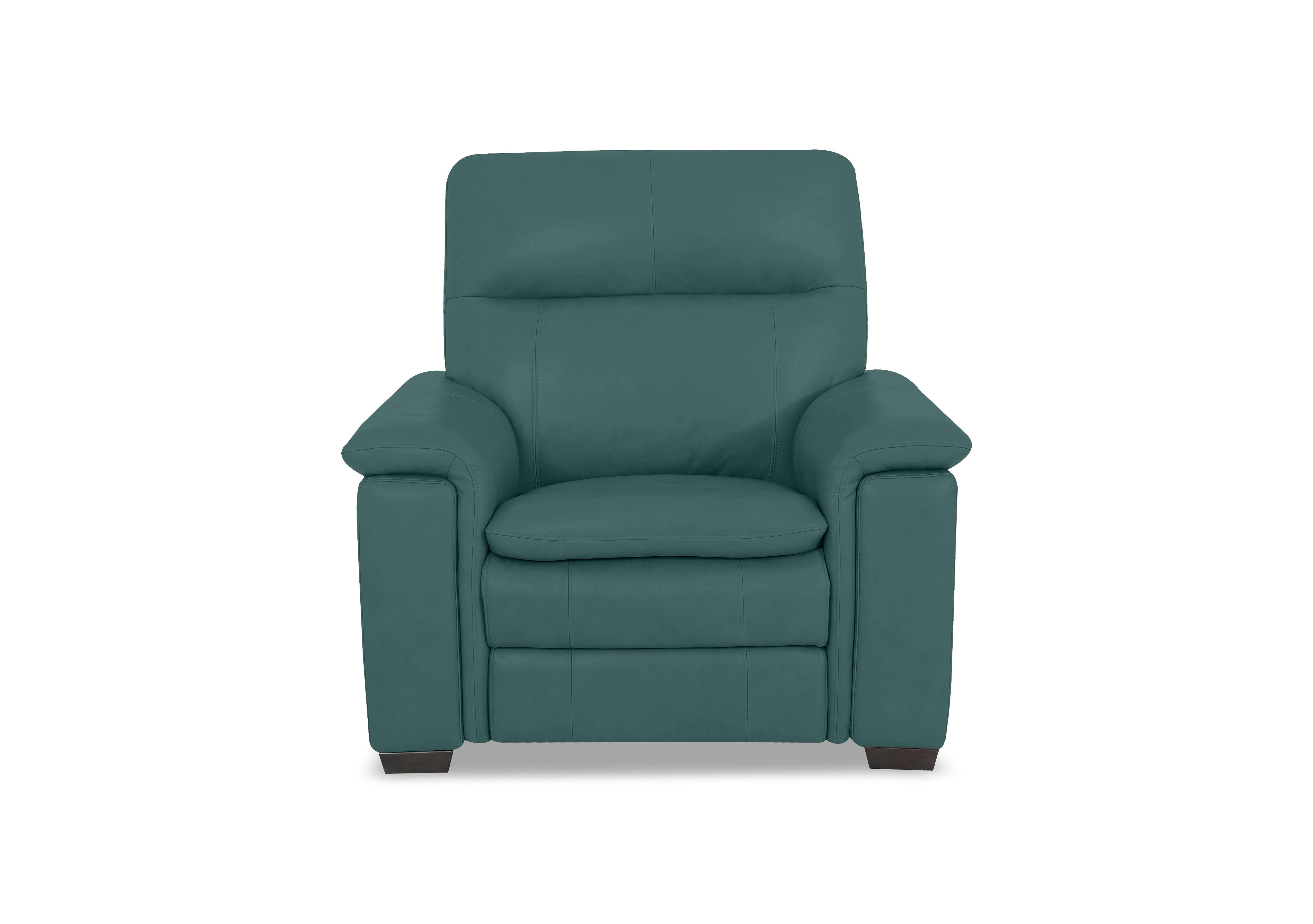 Recharge Leather Power Recliner Armchair with Power Headrest in Bv-301e Lake Green on Furniture Village