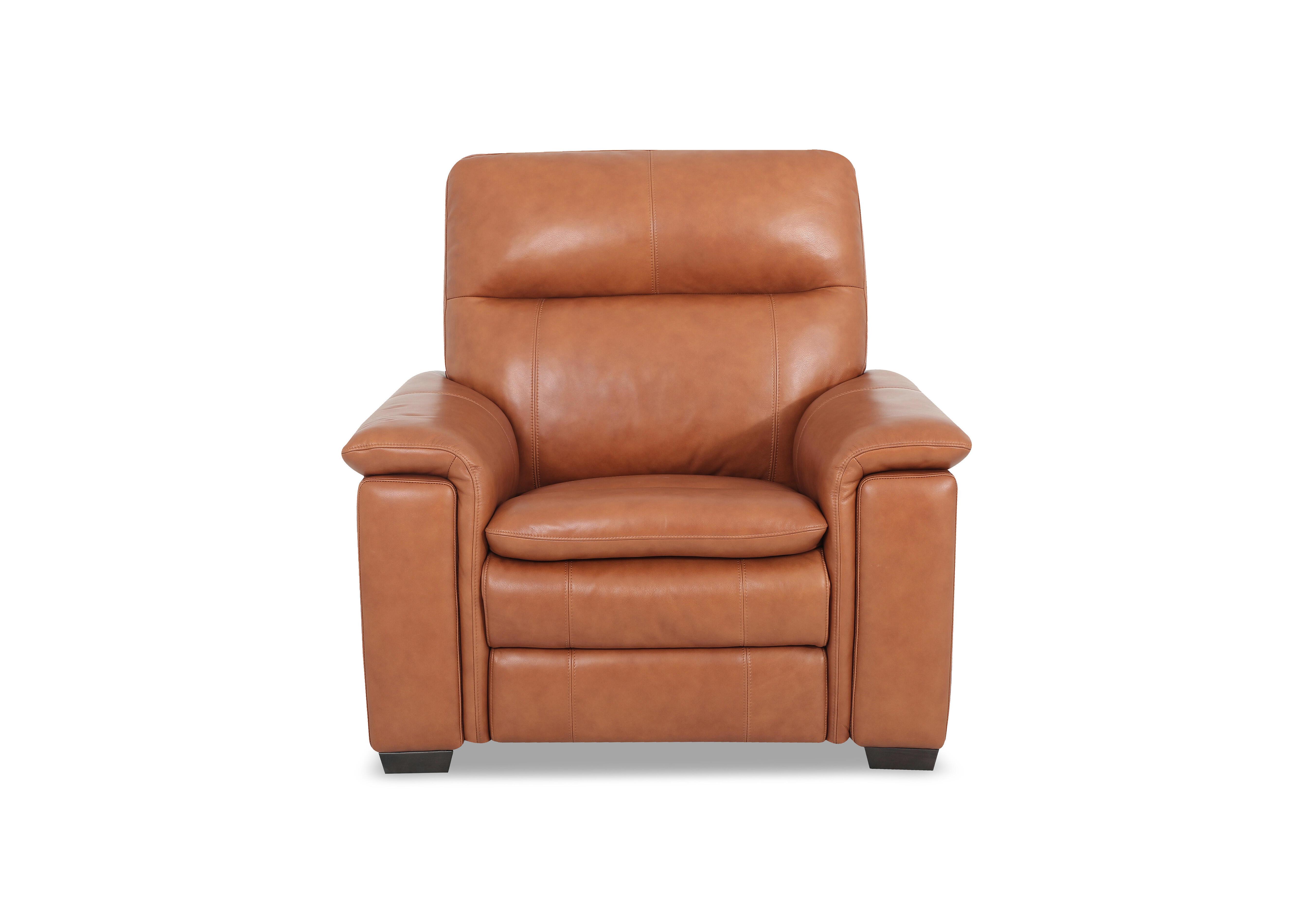 Recharge Leather Power Recliner Armchair with Power Headrest in Ca-698e Saddle Brown on Furniture Village