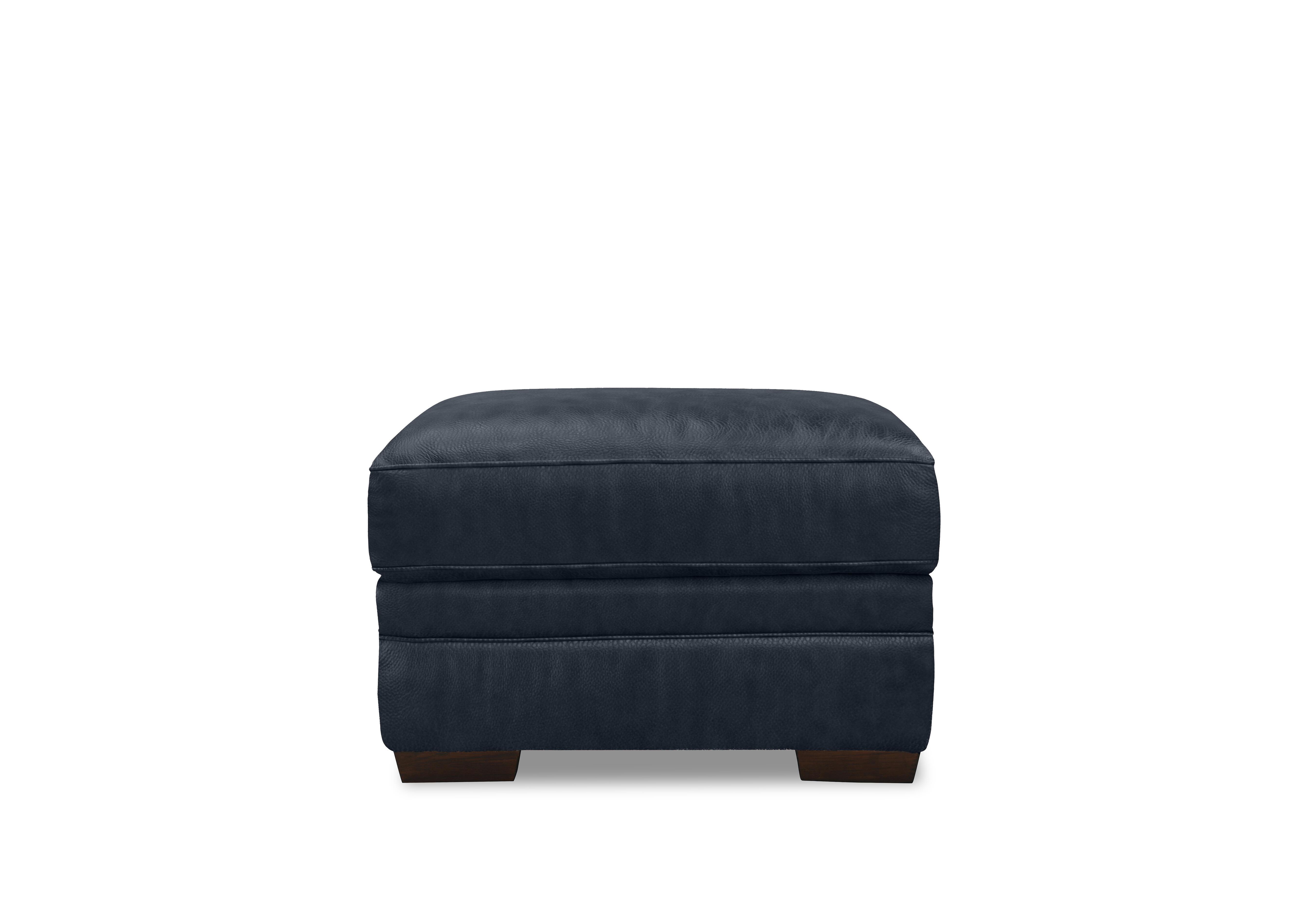Aspen Rectangular Leather Footstool in Navy M4413 on Furniture Village