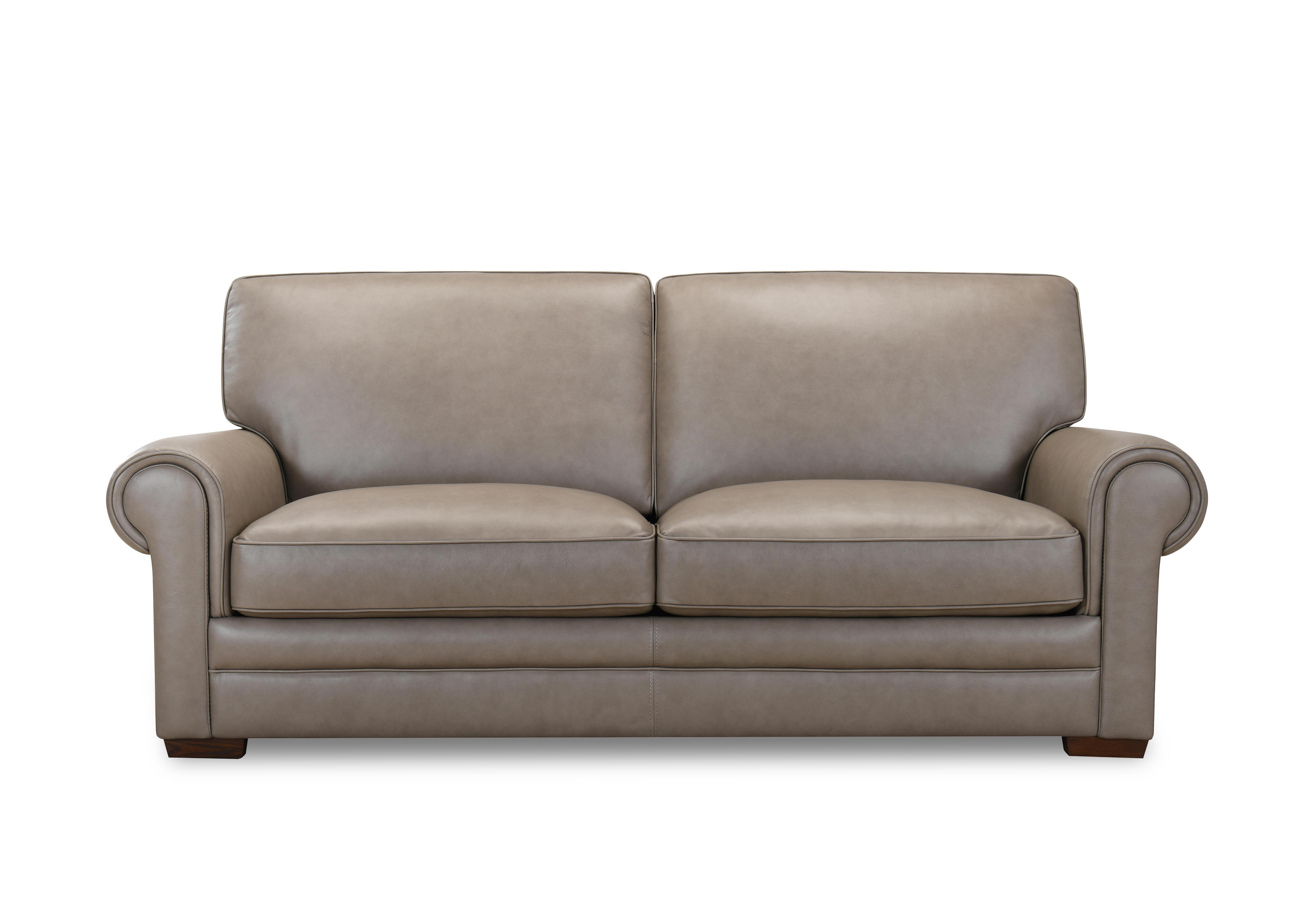 Carrick 3 Seater Leather Sofa in Mushroom H5213 on Furniture Village