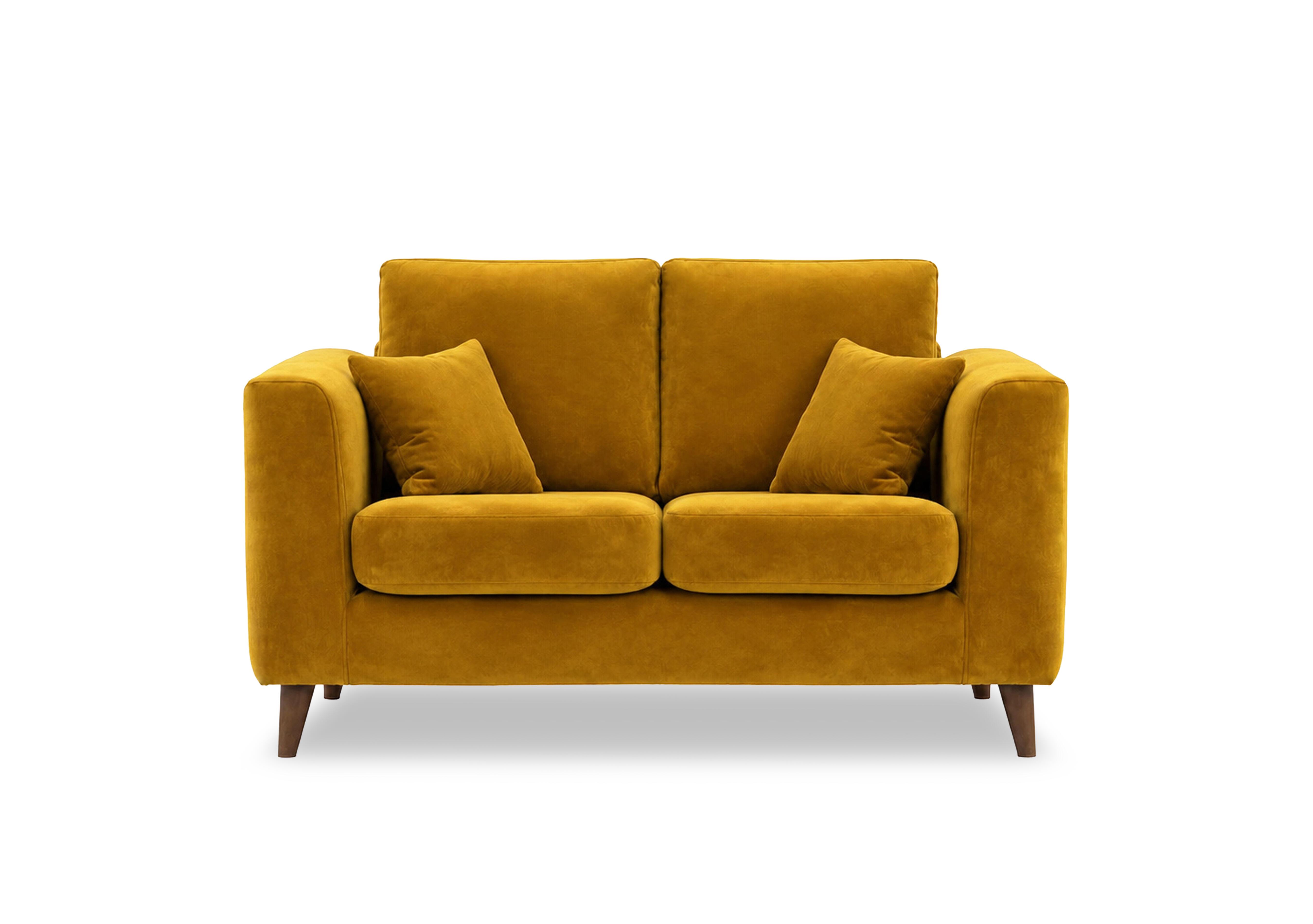 Erin 2 Seater Fabric Sofa in Tiffany Mustard Dk Ft on Furniture Village