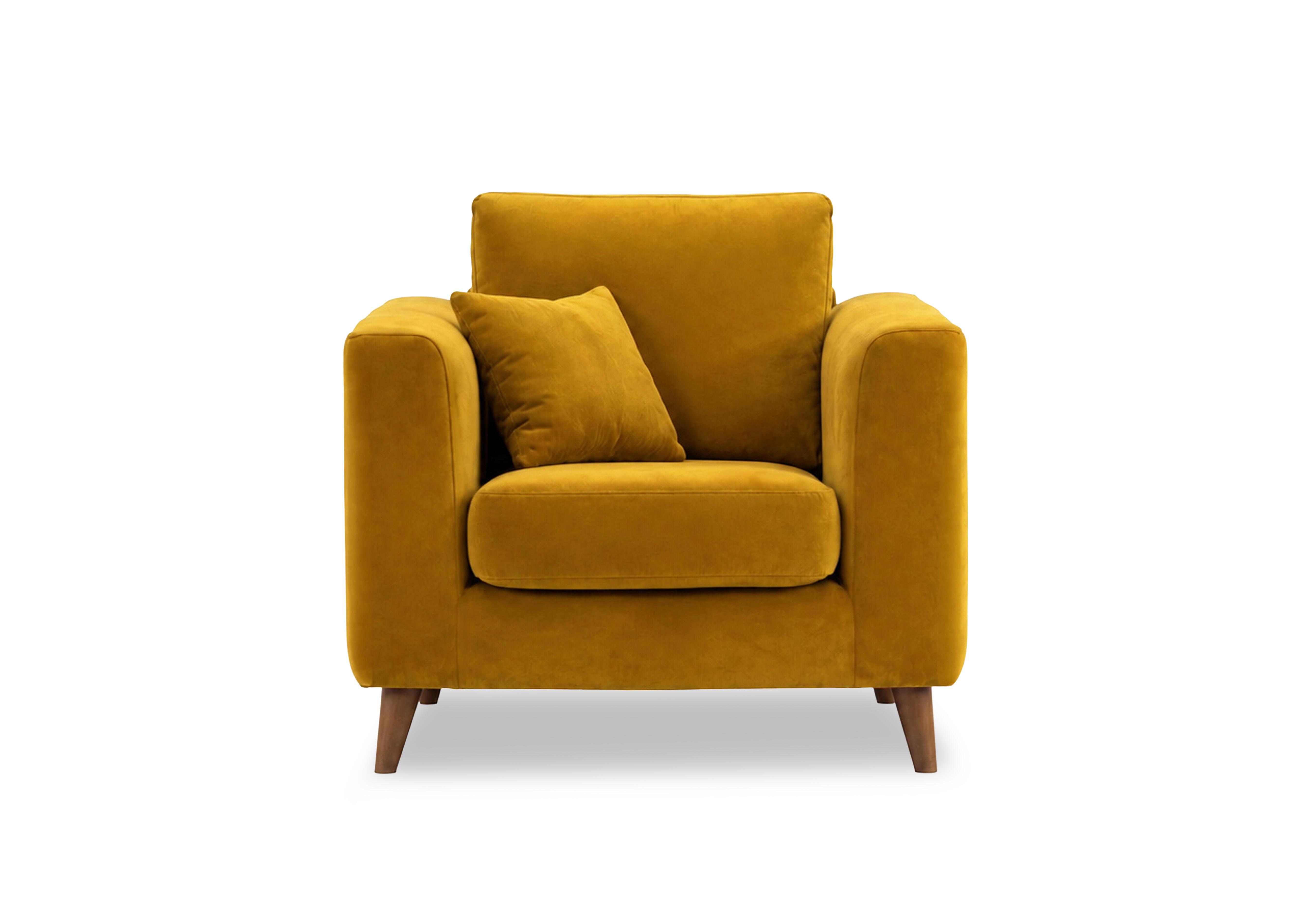 Erin Fabric Armchair in Tiffany Mustard Dk Ft on Furniture Village